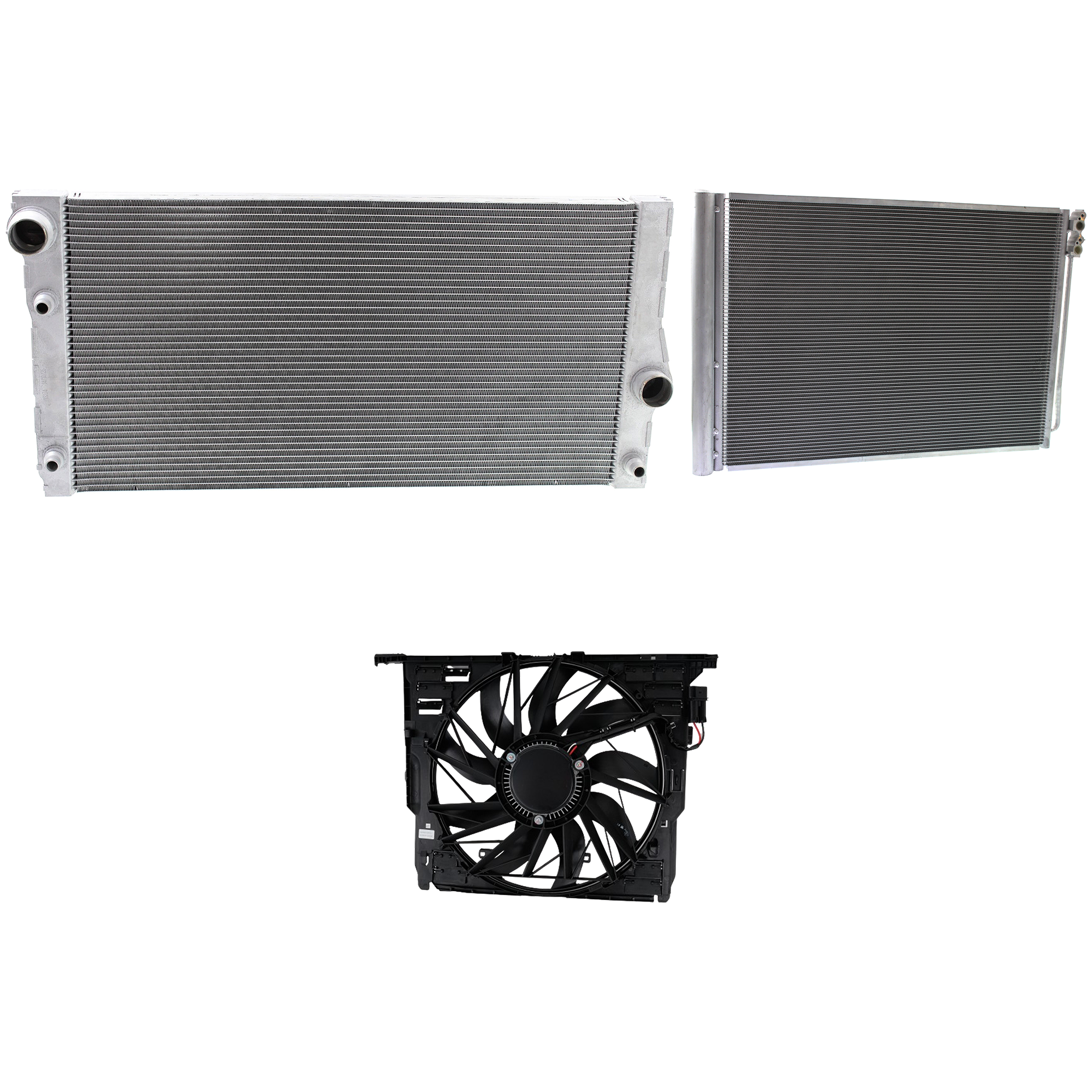 AM 5 SERIES 10-17-740LI 11-12 A C CONDENSER RADIATOR COOLING FAN KIT 3 pc kit 3.0L Eng. 6 Cyl. SKU KIT 072324-92 Partslink BM3030134 BM3030135 BM3115119 BM3010163 OEM 64509109723-17427647652-171186