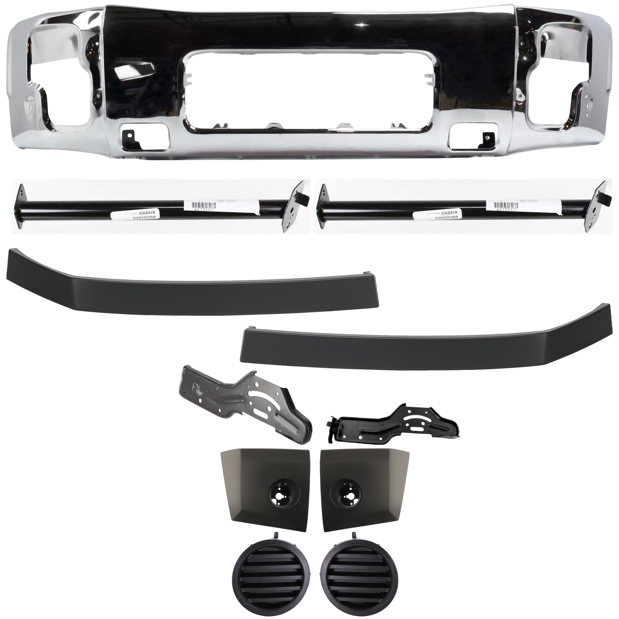 AM ARMADA 05-07 TITAN 04-07 FRONT BUMPER 11 pc kit w Bumper End Bumper Bracket and Bumper Trim SKU KIT 072324 C07 Partslink NI1002136 NI1032104 NI1067130 NI1066130 NI1005147 NI1004147 NI1089106 NI1088106 NI1039108 NI1038108 OEM 62022ZR08A 622227S200-62214ZJ0