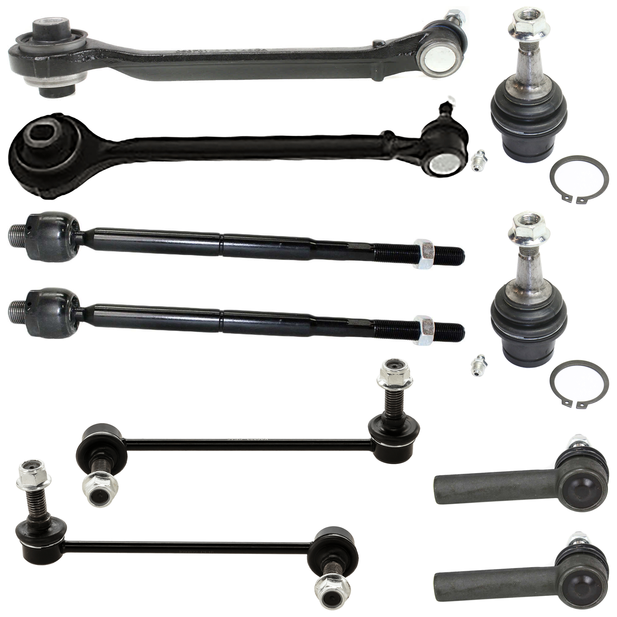 AM CHRYSLER 300-05-10 FRONT CONTROL ARM RH AND LH Lower Forward w ball joint s 10 pc Kit with Ball Joint Sway Bar Link and Tie Rod End SKU KIT 072324 C106 OEM 4782612AC 4782612AD 5180606A
