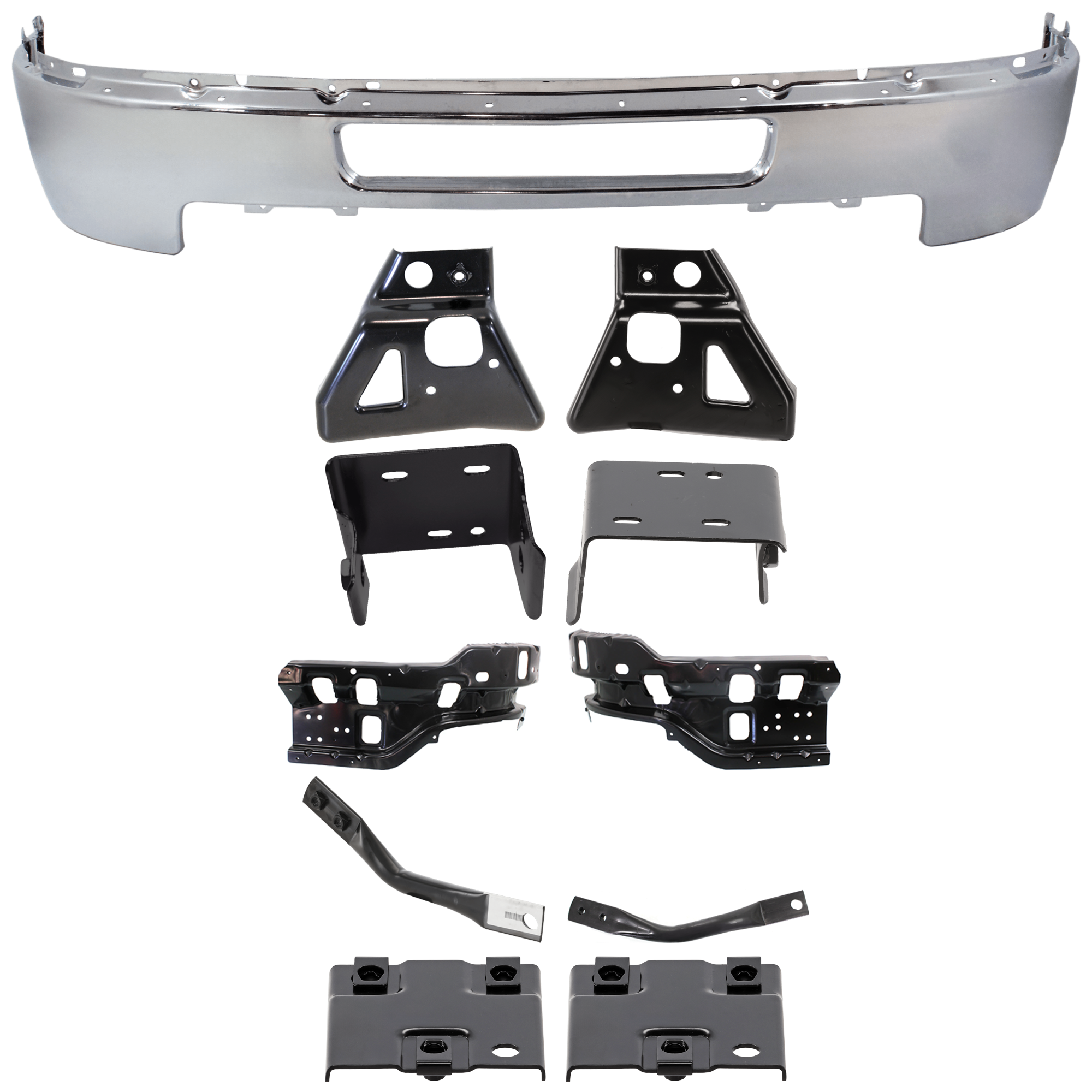 AM SILVERADO 2500-3500 HD FRONT BUMPER 11 pc kit Chrome w Bumper Bracket SKU KIT 072324 C10 Partslink GM1002838 GM1063106 GM1062106 GM1063101 GM1062101 GM1063100 GM1062100 GM1062105 GM1066193 GM1067193 OEM 25832522-25848059-25848058-258