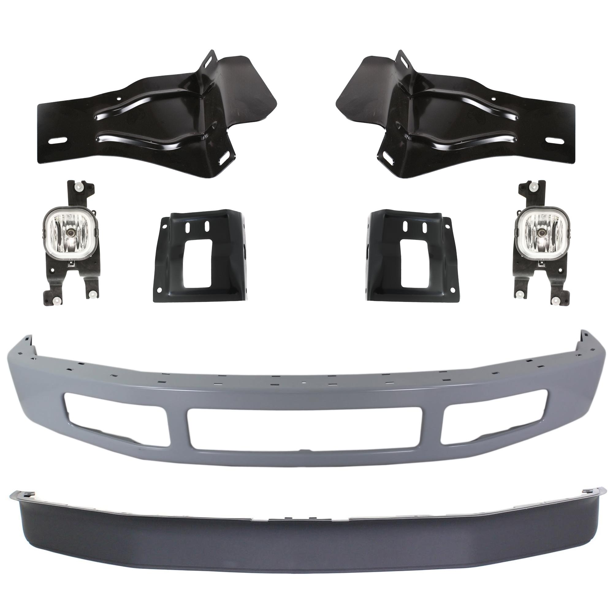 AM F 250 F 350 SUPER DUTY 08-10 FRONT BUMPER 7 pc kit Paint to Match w Valance Fog Light and Bumper Bracket SKU KIT 072324 C114 Partslink FO1002403 FO1066174 FO1067174 FO1066173 FO1067173 FO1093116 OEM 8C3Z17757CPTM 8C3Z17B837A 8C3Z