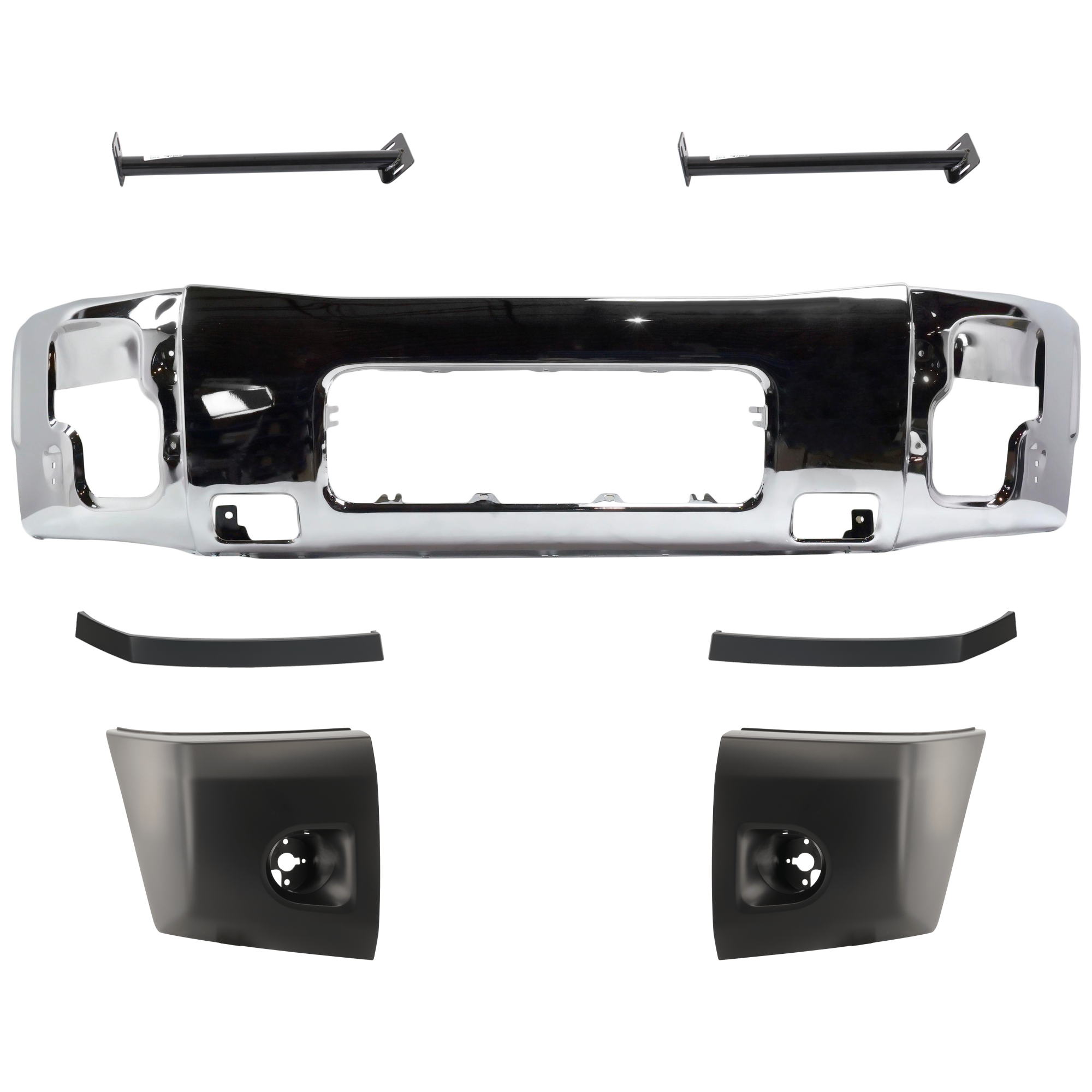 AM TITAN 08-15 FRONT BUMPER 7 pc. Kit w Bumper End Bumper Bracket and Bumper Trim SKU KIT 072324 C133 Partslink NI1002136 NI1032105 NI1005148 NI1004148 NI1089106 NI1088106 OEM 62022ZR08A 62222ZR00A 62024ZR0