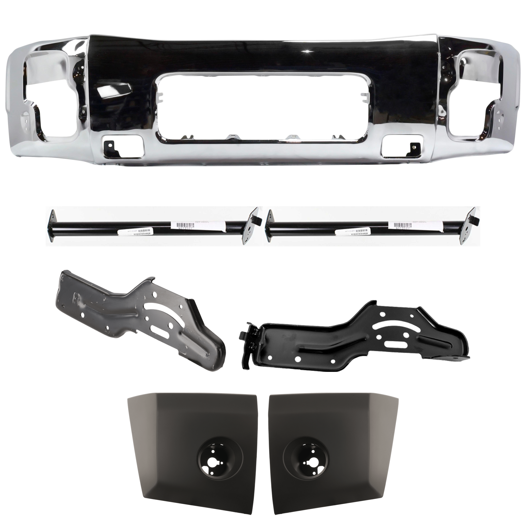 AM ARMADA 05-07 TITAN 04-07 FRONT BUMPER 7 pc. Kit w Bumper End and Bumper Bracket SKU KIT 072324 C138 Partslink NI1002136 NI1032104 NI1067130 NI1066130 NI1005147 NI1004147 OEM 62022ZR08A 622227S200-62214ZJ0