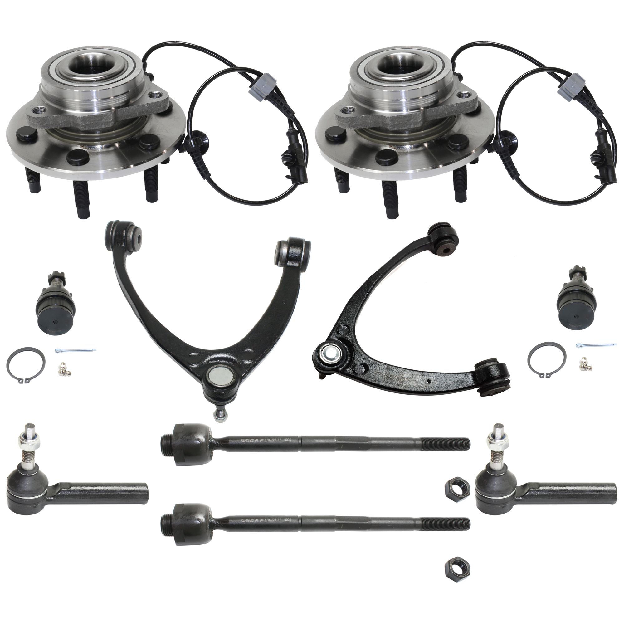 AM SUBURBAN 1500-07-14 FRONT OR REAR HUB ASSEMBLY RH AND LH 10 pc kit with Ball Joints Control Arms and Tie Rod Ends SKU KIT 072324 C215 OEM 22841381-104327-2601528-505127