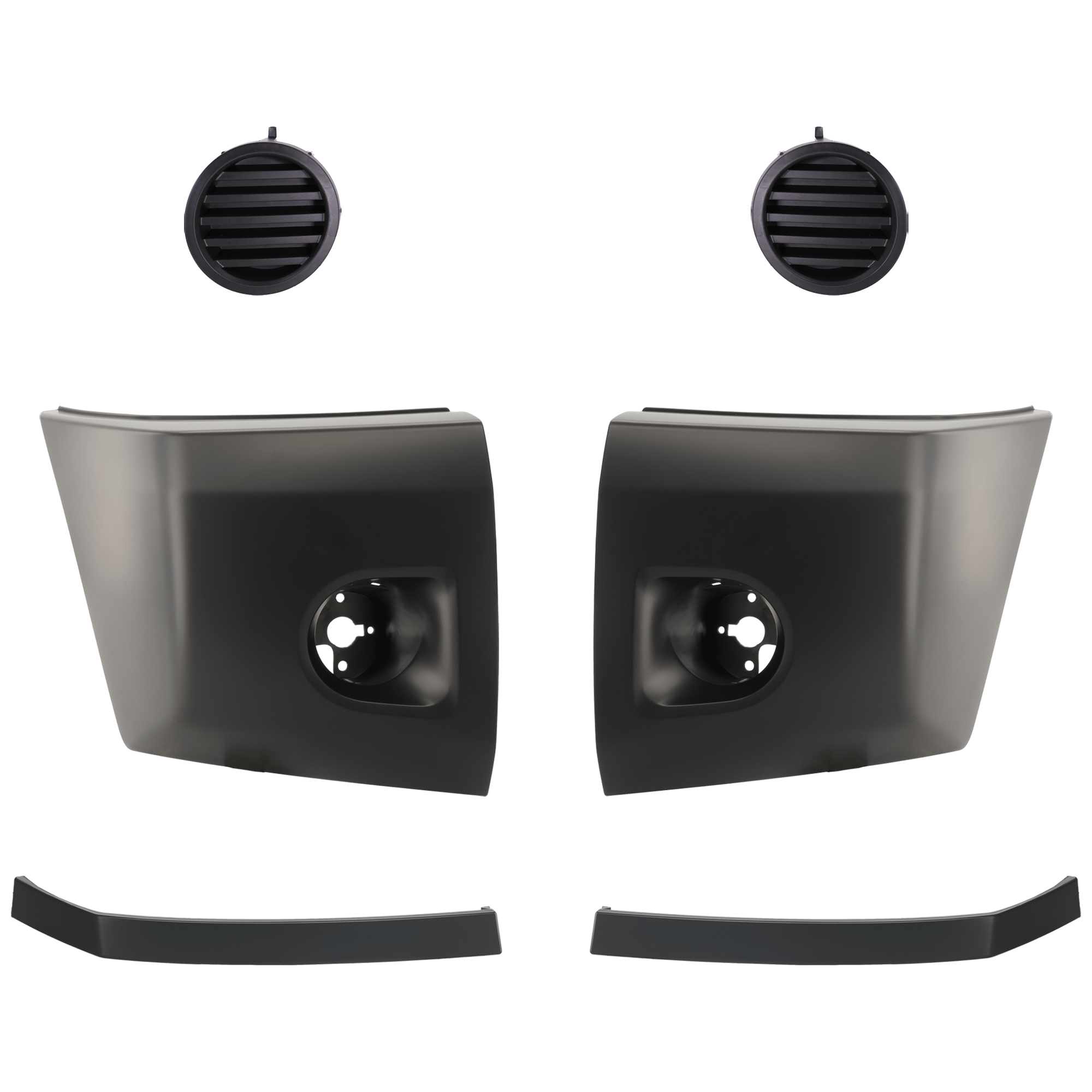 AM TITAN 08-15 FRONT BUMPER END RH AND LH 6 pc Kit w Bumper Trim and Fog Light Cover SKU KIT 072324 C236 Partslink NI1004148 NI1005148 NI1089106 NI1088106 NI1039108 NI1038108 OEM 62024ZR00A 62025ZR00A 622347S3
