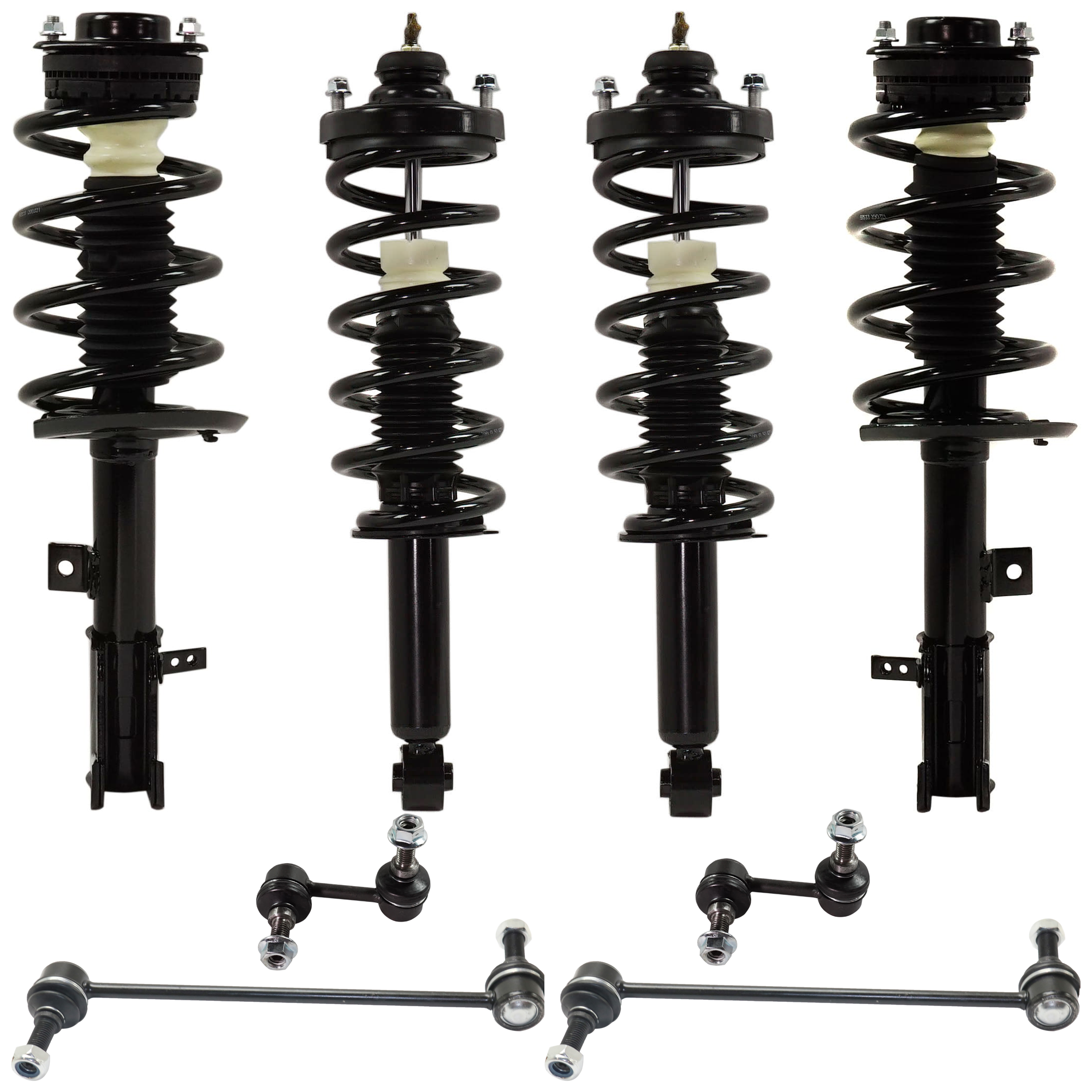 AM JOURNEY 11-18 FRONT AND REAR SUSPENSION KIT RH AND LH 8 pc Kit with Shock Absorber and Strut Assembly and Sway Bar Link SKU KIT 072324 C274 OEM 68068867AE 68069958AC 681700