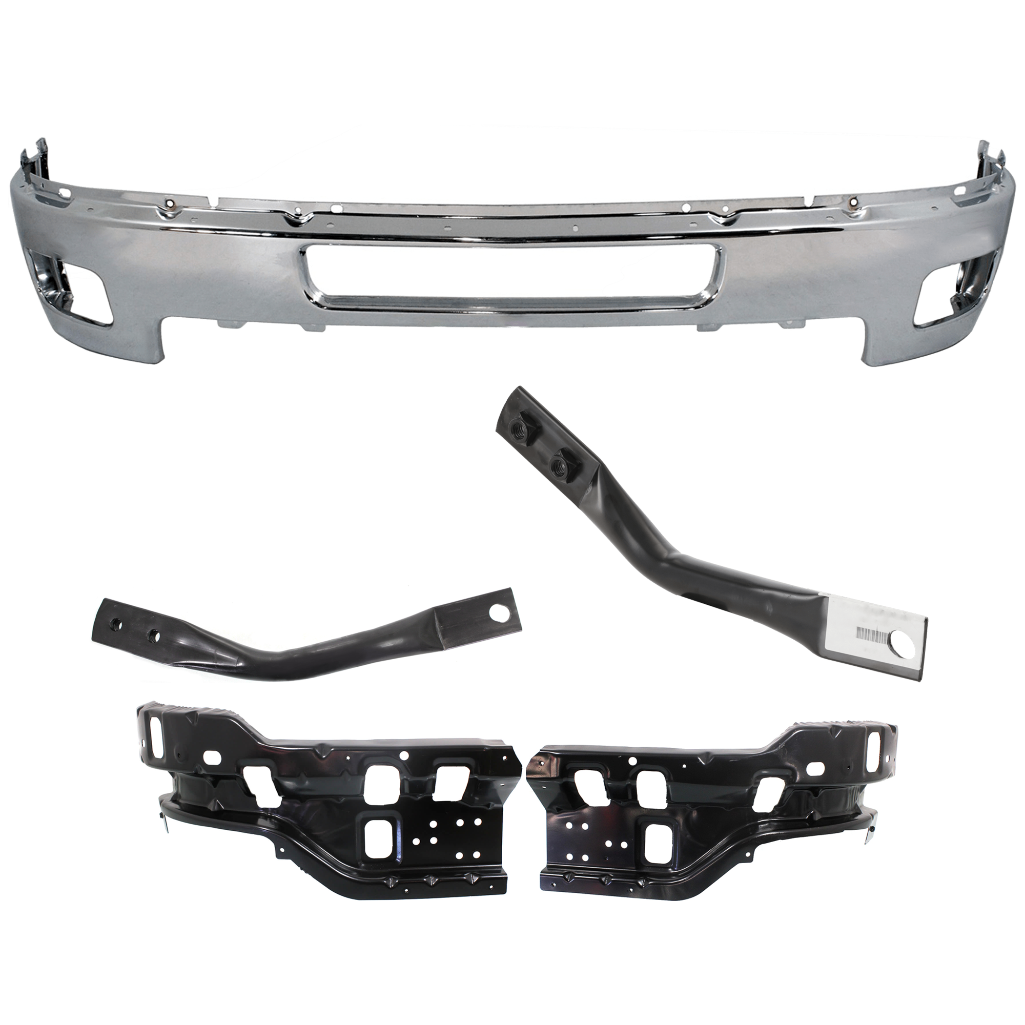 AM SILVERADO 2500-3500 HD 11-14 FRONT BUMPER 5 pc kit Chrome w Bumper Bracket SKU KIT 072324 C293 Partslink GM1002837 GM1063106 GM1062106 GM1066193 GM1067193 OEM 25883349-25848059-25848058-258