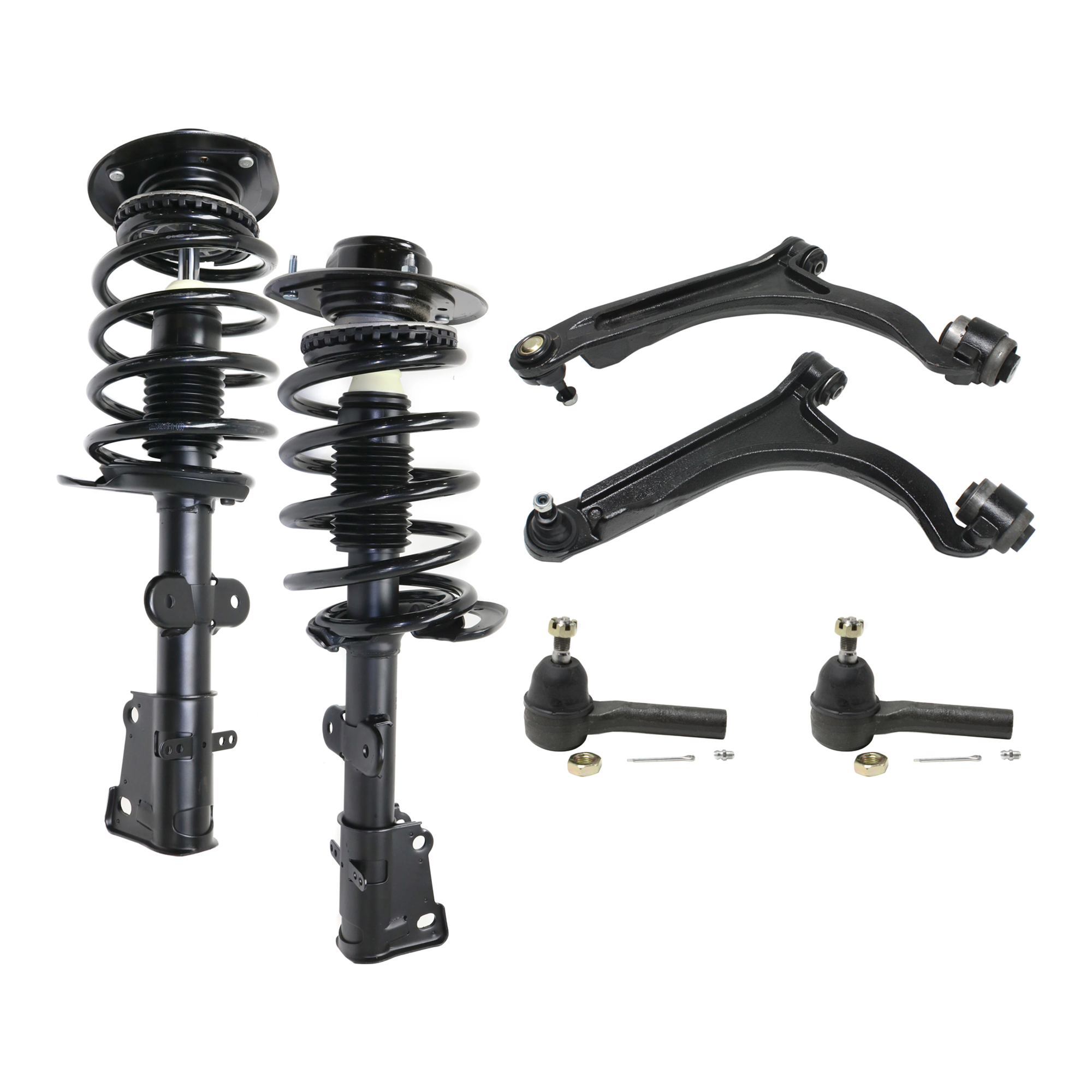 AM PACIFICA 04-08 FRONT SUSPENSION KIT RH AND LH 6 pc kit with Control Arms Loaded Struts and Tie Rod Ends SKU KIT 072324 C301 OEM 4743477AI 4743476AI 4725865AD