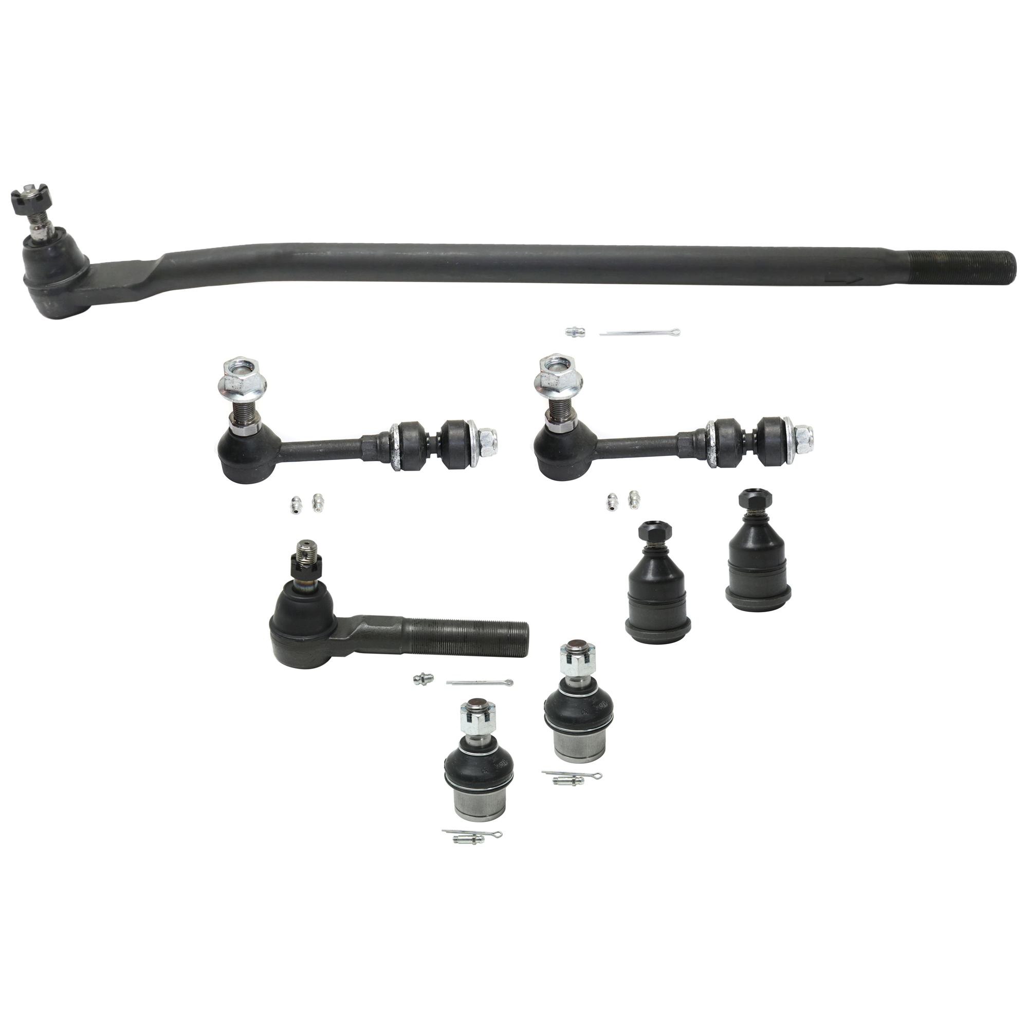 AM DODGE FULL SIZE P U 06-08 DRAG LINK 8pc kit with Ball Joint Tie Rod End and Sway Bar Link SKU KIT 072324 C319 OEM 68036726AC 2653021-2653023-545