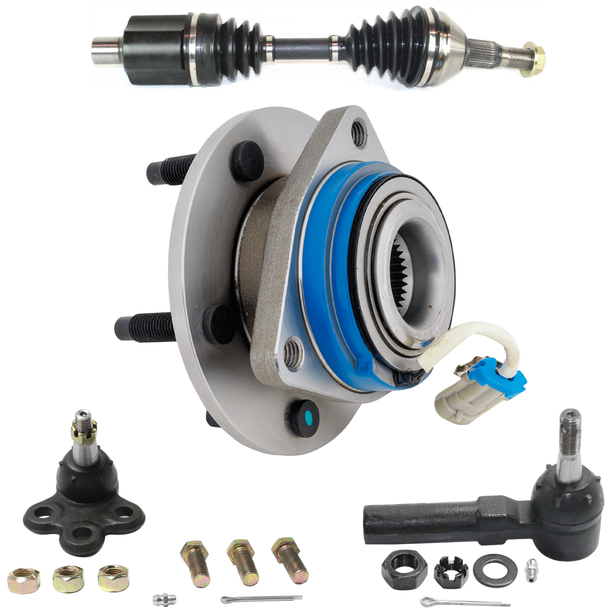 AM REGAL 97-01 CENTURY 00-02 FRONT AND REAR SUSPENSION KIT 4 pc Kit with Wheel Hub Ball Joint and Tie Rod End SKU KIT 072324 C355 OEM 104257-282021-2601506-2601545