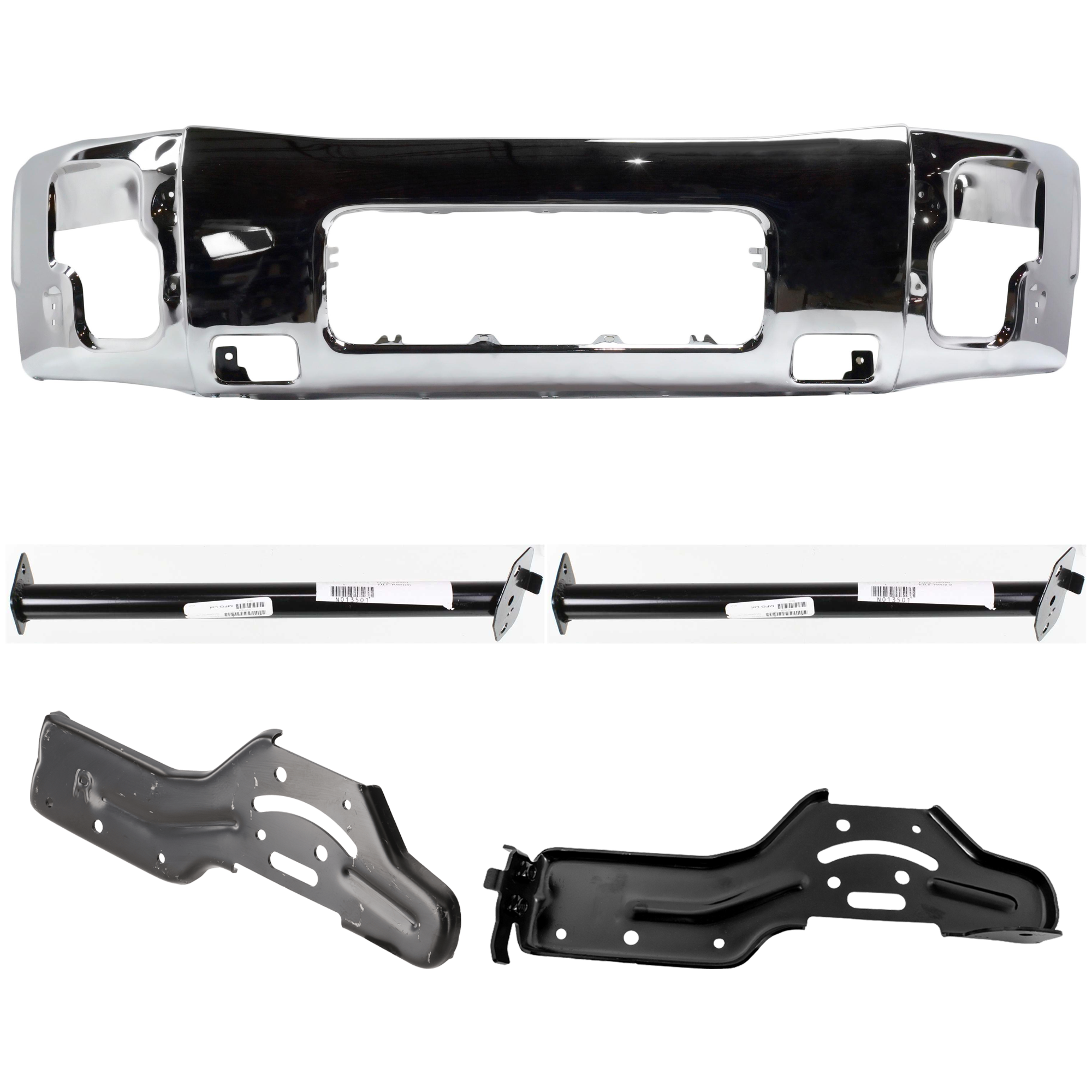 AM ARMADA 05-07 TITAN 04-07 FRONT BUMPER 5 pc kit Chrome w Bumper Bracket SKU KIT 072324 C368 Partslink NI1002136 NI1032104 NI1067130 NI1066130 OEM 62022ZR08A 622227S200-62214ZJ0