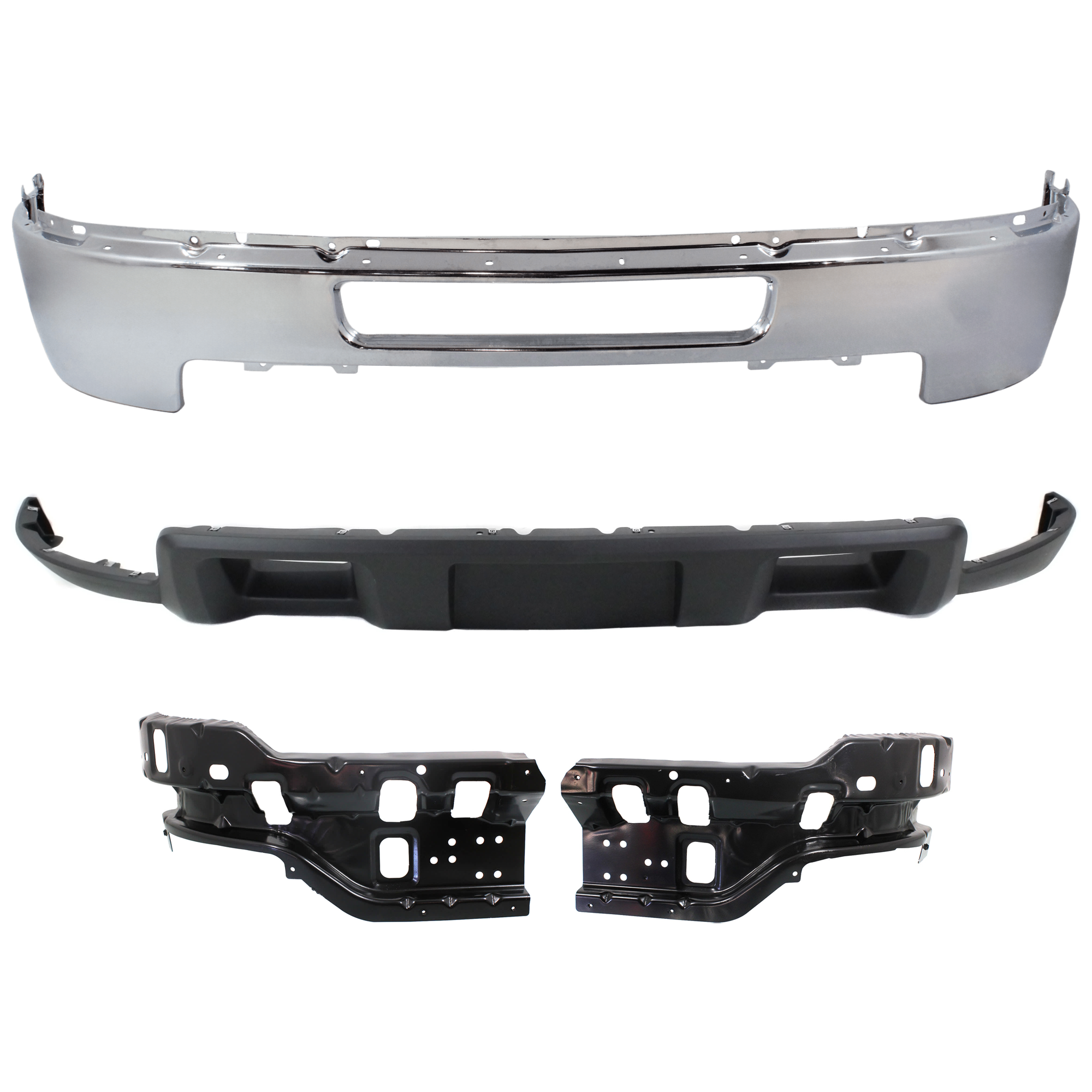 AM SILVERADO 2500-3500 HD 11-14 FRONT BUMPER 4 pc kit w Valance and Bumper Bracket SKU KIT 072324 C444 Partslink GM1002838 GM1066193 GM1067193 GM1092213 OEM 25832522-25883351-25883350-193