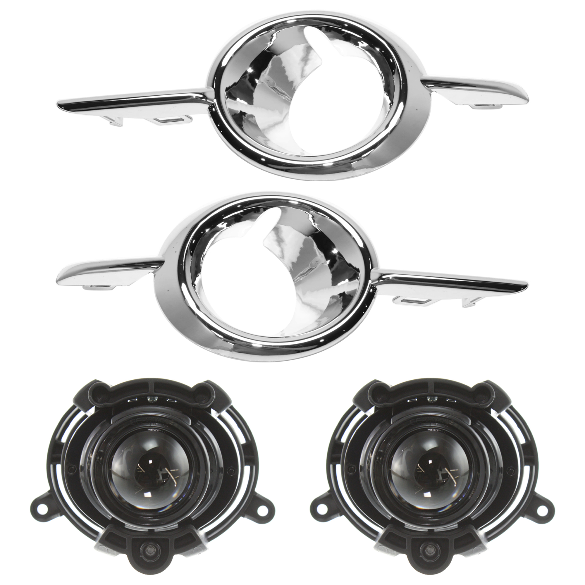 AM ENCORE 13-16 FRONT FOG LAMP MOLDING RH 4 pc kit Chrome Insert Ring SKU KIT 072324 C535 Partslink GM1038173 GM1039173 GM2590106 OEM 95470236-95470237-95419301