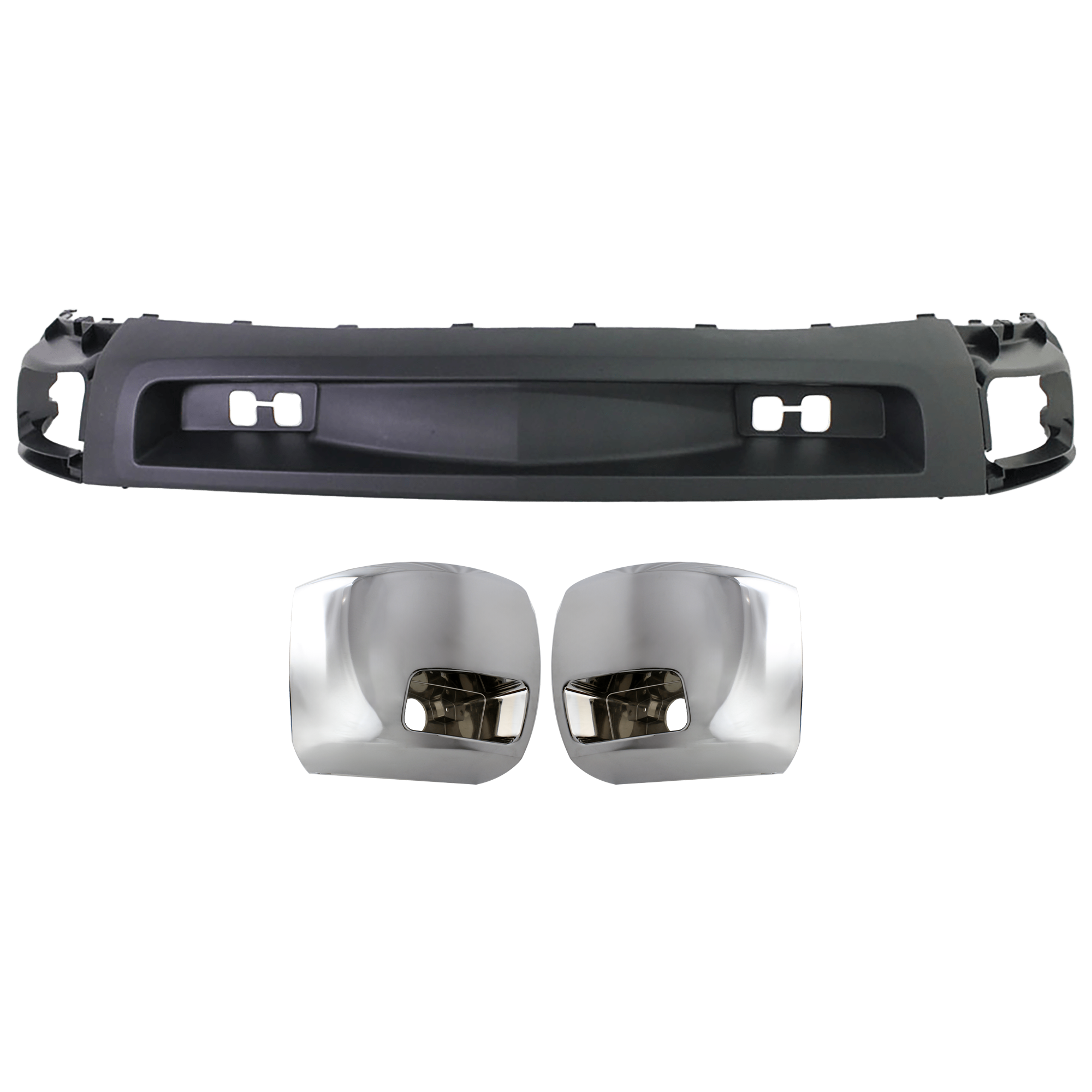 AM SILVERADO 2500 HD 3500 HD 07-12 FRONT BUMPER END RH AND LH Chrome 3 pc Kit with Valance SKU KIT 072324 C617 Partslink GM1016108 GM1017108 GM1092202 OEM 15839251-15839252-15915505