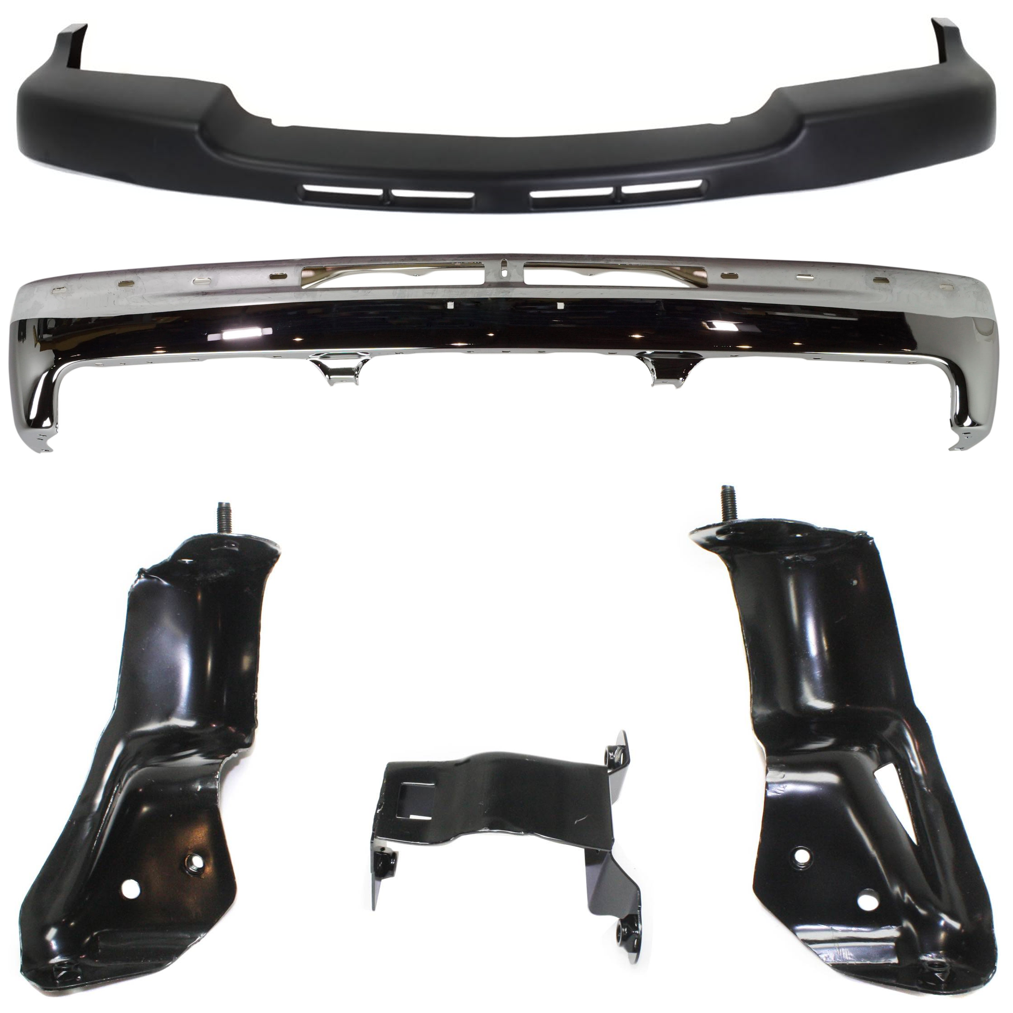 AM SILVERADO 2500 HD 3500-11-14 FRONT BUMPER 5 pc kit Chrome w Bumper Trim and Bumper Reinforcement SKU KIT 072324 C622 Partslink GM1002376 GM1061102 GM1051106 OEM 12336026 Performance 15746399