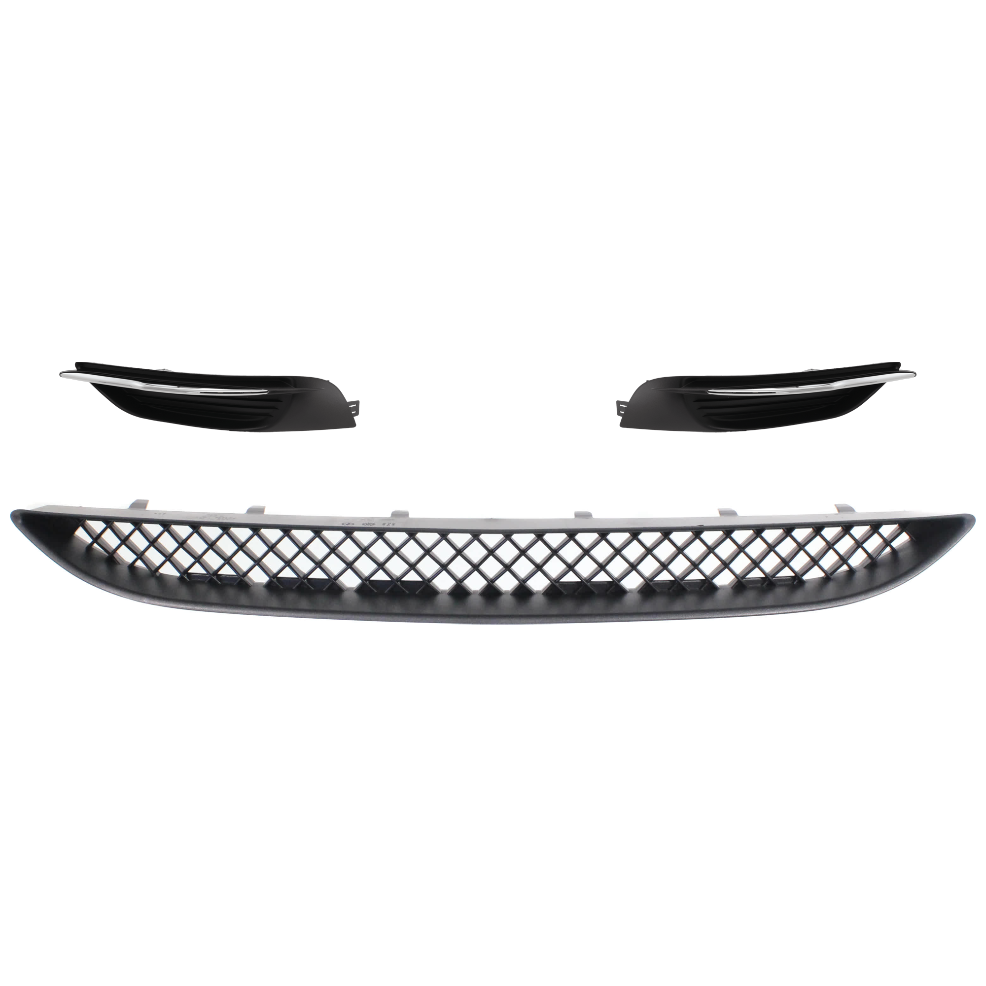 AM CHRYSLER 200-11-14 FOG LAMP COVER RH AND LH 3 pc. Kit w Bumper Grille SKU KIT 072324 C624 Partslink CH1038123 CH1039123 CH1036118 OEM 68082054AB 68082055AB 68082051