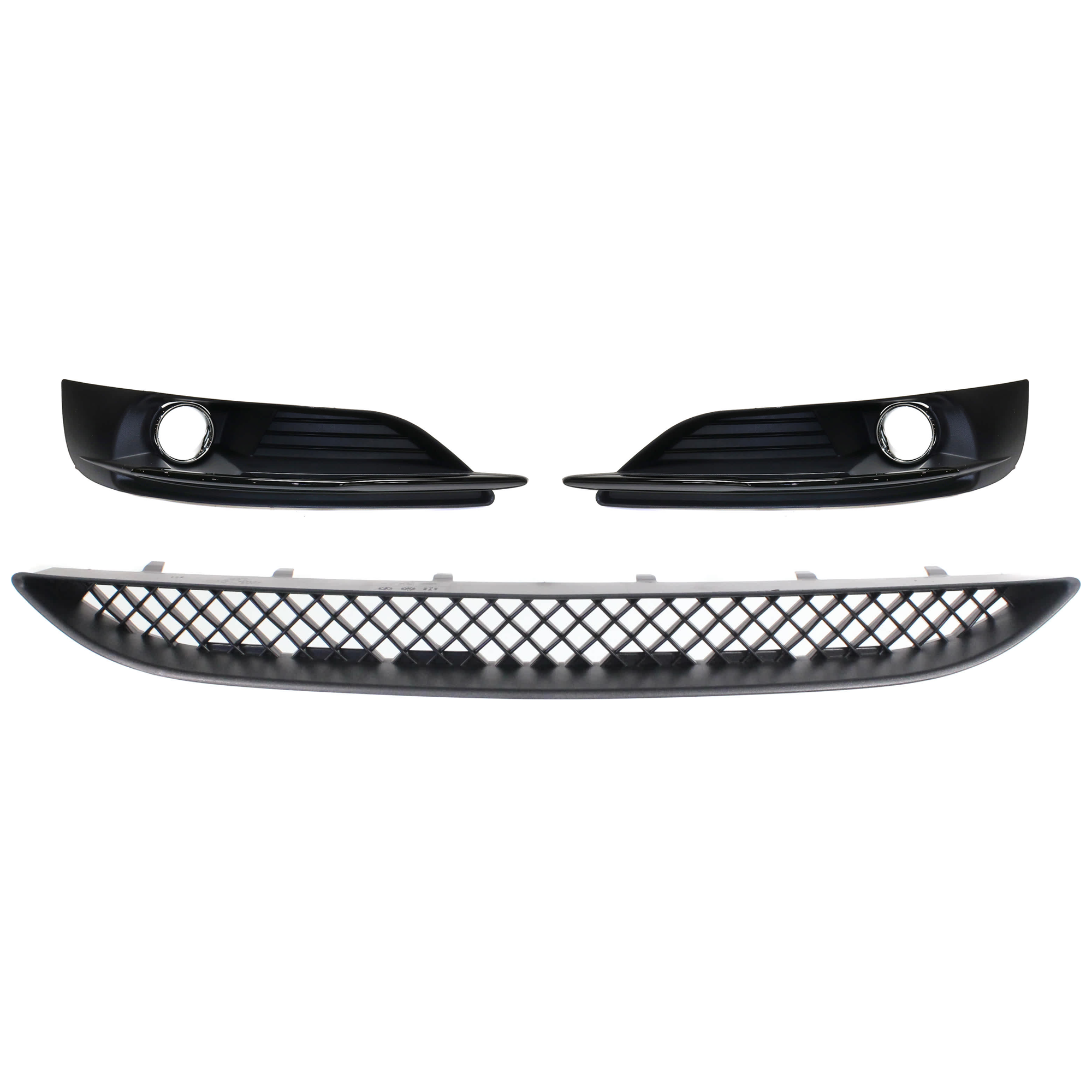 AM CHRYSLER 200-11-14 FRONT FOG LAMP MOLDING RH AND LH 3 pc kit Textured Black with Bumper Grille SKU KIT 072324 C625 Partslink CH1038124 CH1039124 CH1036118 OEM 68082052AB 68082053AB 68082051