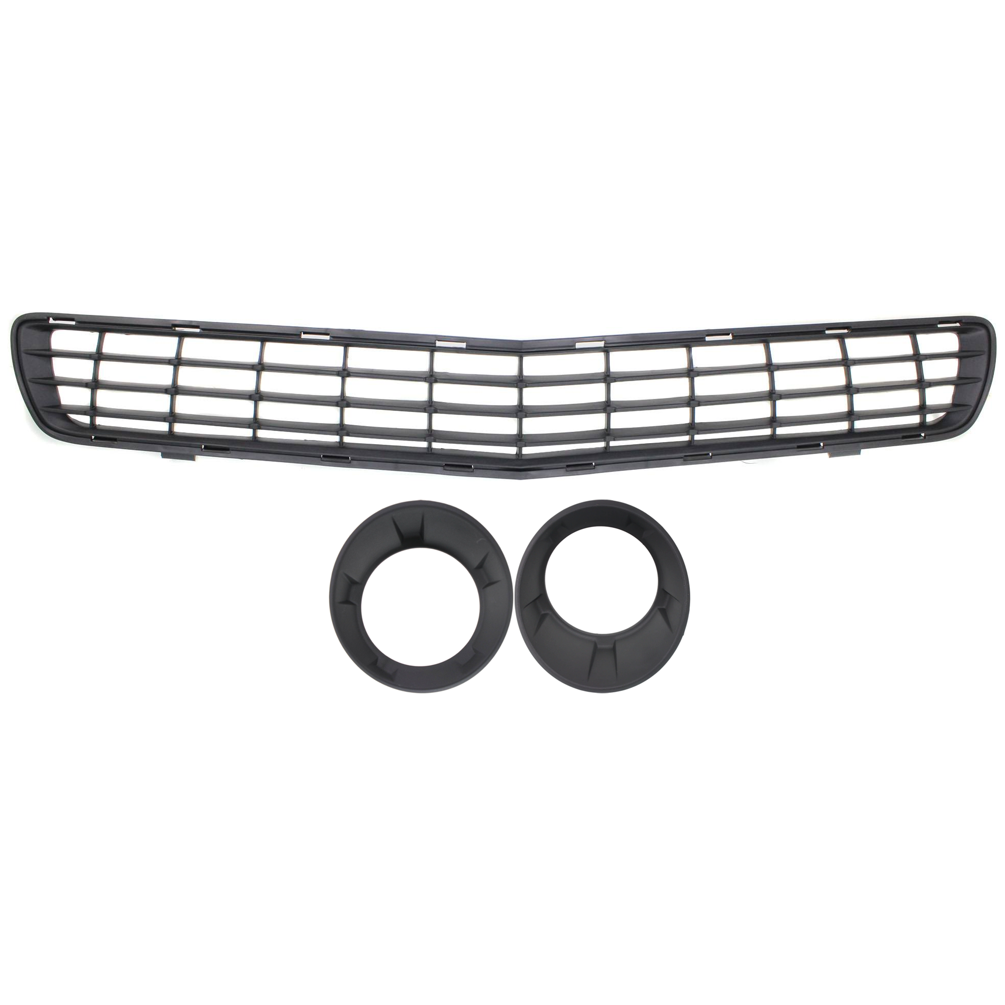 AM CAMARO 10-13 FRONT BUMPER GRILLE Primed 3 pc Kit with Fog Light Trim SKU KIT 072324 C627 Partslink GM1036136 GM1039118 GM1038118 OEM 92218015-92218024-92218023