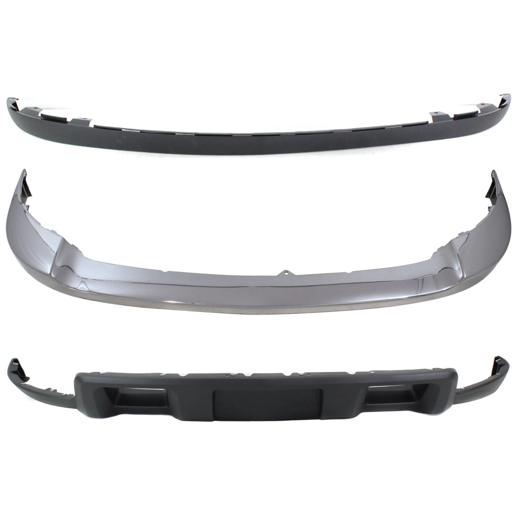 AM SILVERADO 2500 HD 3500 HD 11-14 FRONT BUMPER Upper Chrome 3 pc Kit with Valance SKU KIT 072324 C633 Partslink GM1014106 GM1095195 GM1092213 OEM 25883355-20845670-19370763