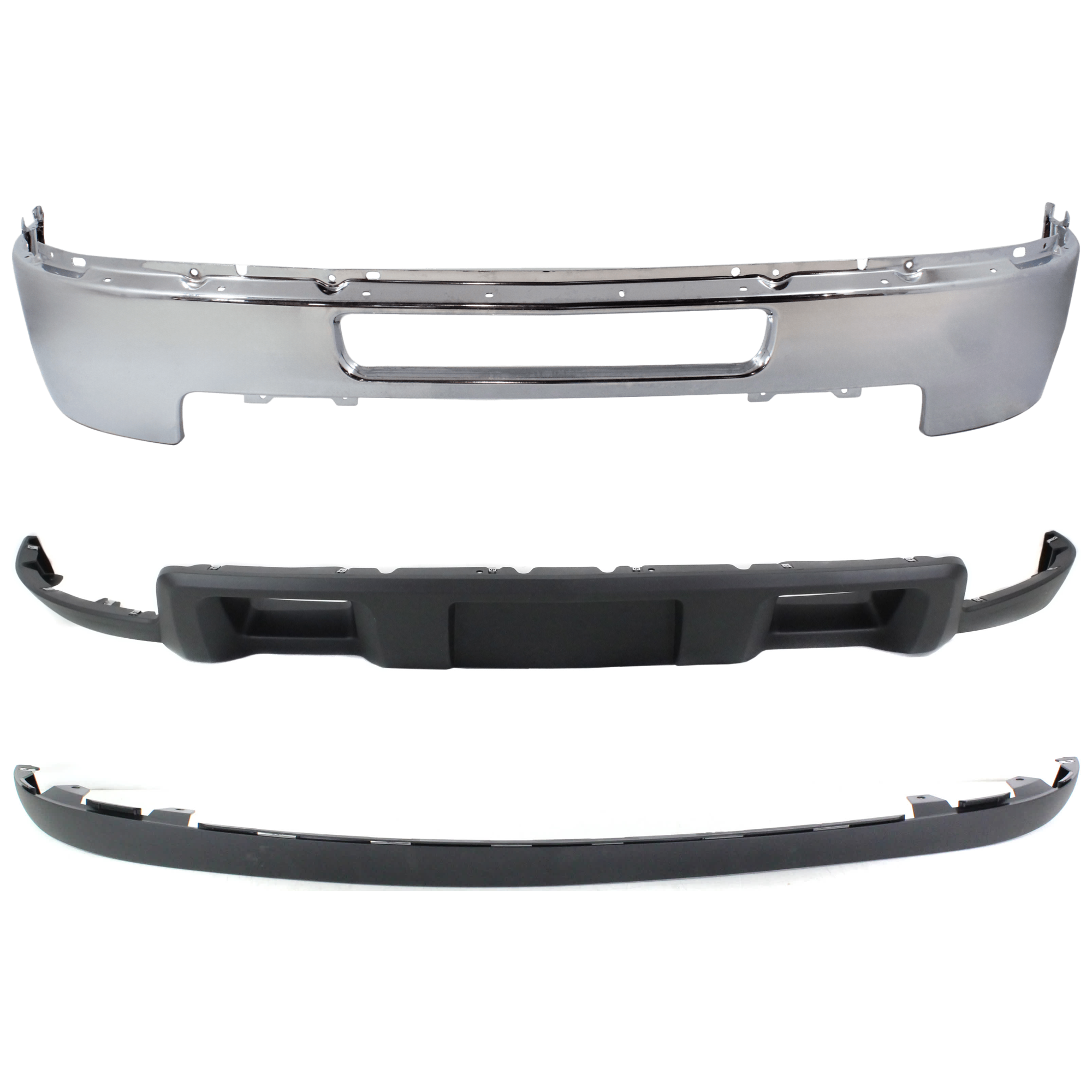 AM SILVERADO 2500-3500 HD 11-14 FRONT BUMPER 3 pc kit Chrome w Valance SKU KIT 072324 C634 Partslink GM1002838 GM1095195 GM1092213 OEM 25832522-20845670-19370763