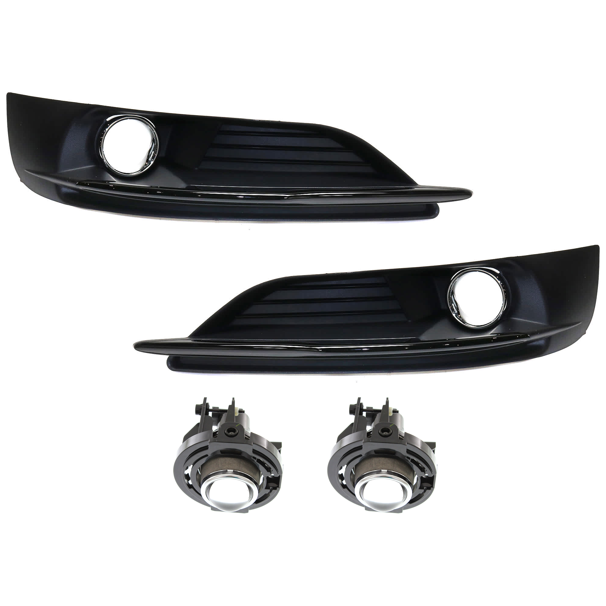 AM CHRYSLER 200-11-14 FRONT FOG LAMP MOLDING RH AND LH 4 pc kit Textured Black with Fog Light SKU KIT 072324 C656 OEM 68082052AB 68082053AB 5182021A