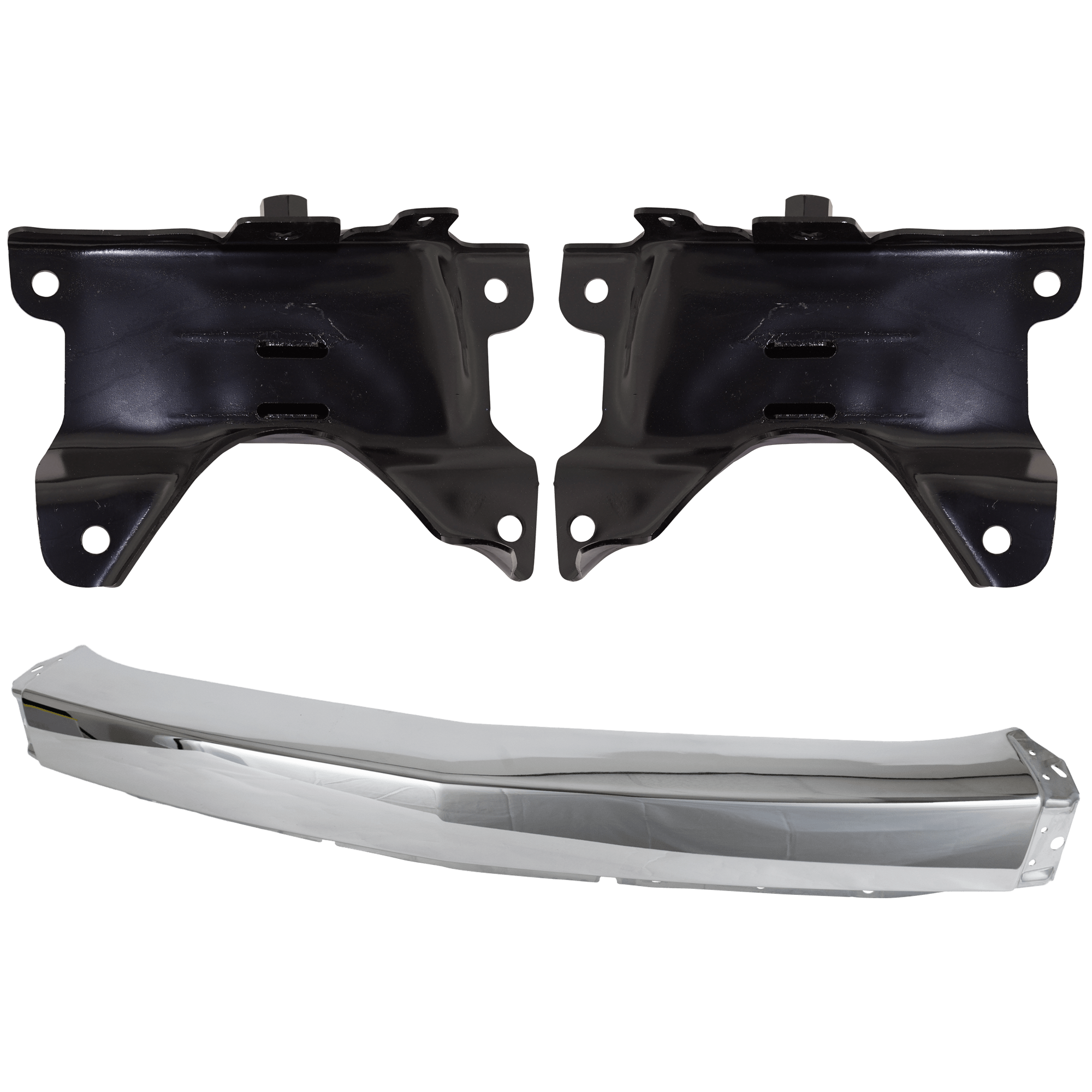 AM SILVERADO 1500-07-08 FRONT BUMPER 3 pc kit Chrome w Bumper Bracket SKU KIT 072324 C671 Partslink GM1002830 GM1066179 GM1067179 OEM 15836961-15902624-15902625