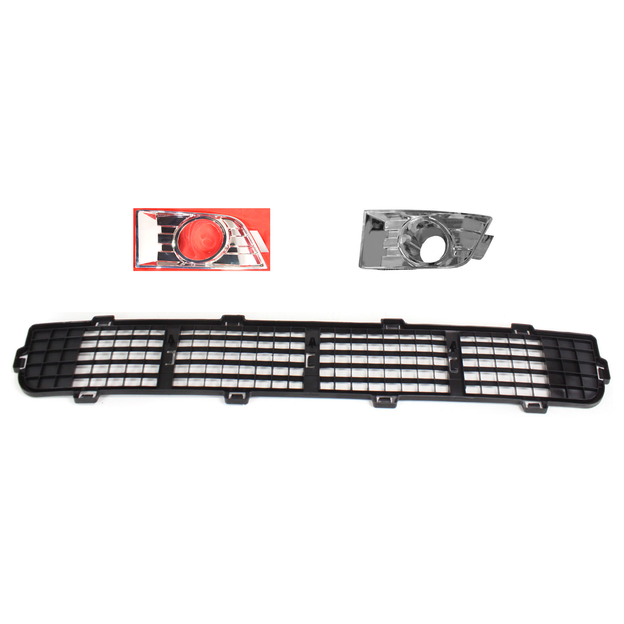 AM EDGE 07-10 FRONT FOG LAMP MOLDING LH 3 pc kit Chrome SKU KIT 072324 C672 Partslink FO1038107 FO1039107 FO1036123 OEM 7T4Z17E810B 7T4Z17E811B 7T4Z17