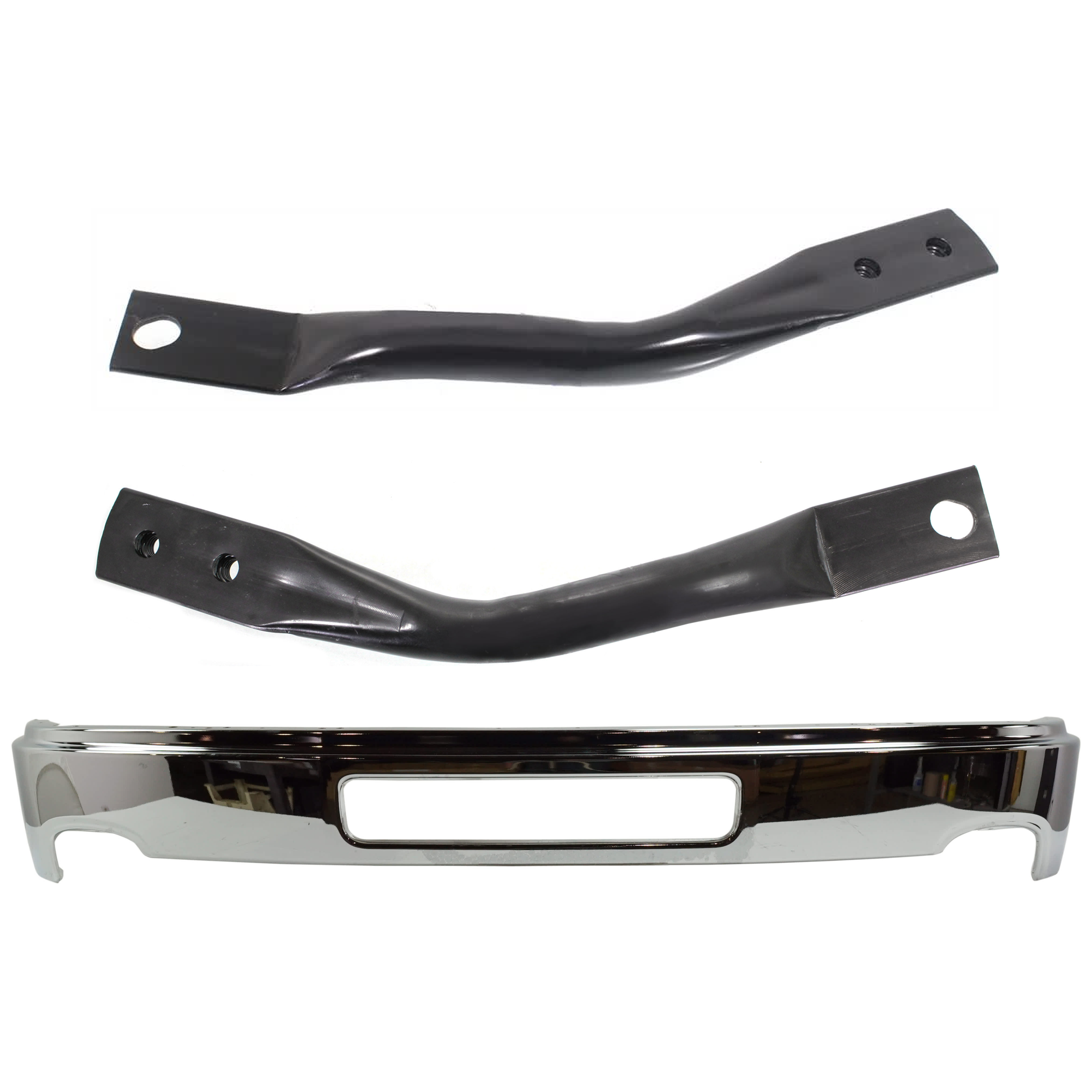 AM SIERRA 2500-3500 HD 11-14 FRONT BUMPER 3 pc kit Chrome w Bumper Bracket SKU KIT 072324 C676 Partslink GM1002839 GM1063106 GM1062106 OEM 25998989-25848059-25848058