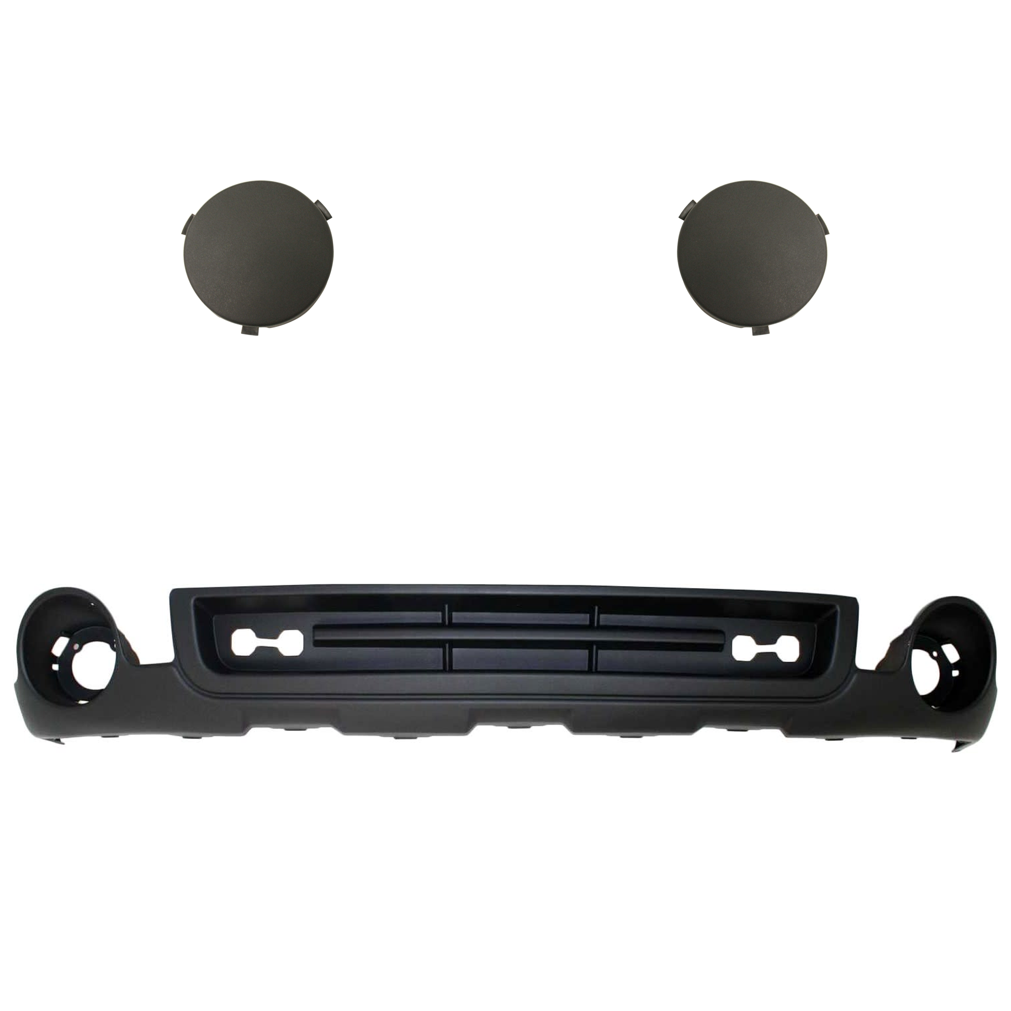 AM SIERRA 1500-07-13 FRONT LOWER VALANCE Air Deflector Textured 3 pc kit with Fog Light Cover SKU KIT 072324 C677 Partslink GM1015100 GM1039105 GM1038105 OEM 15131299-15901587-15901586