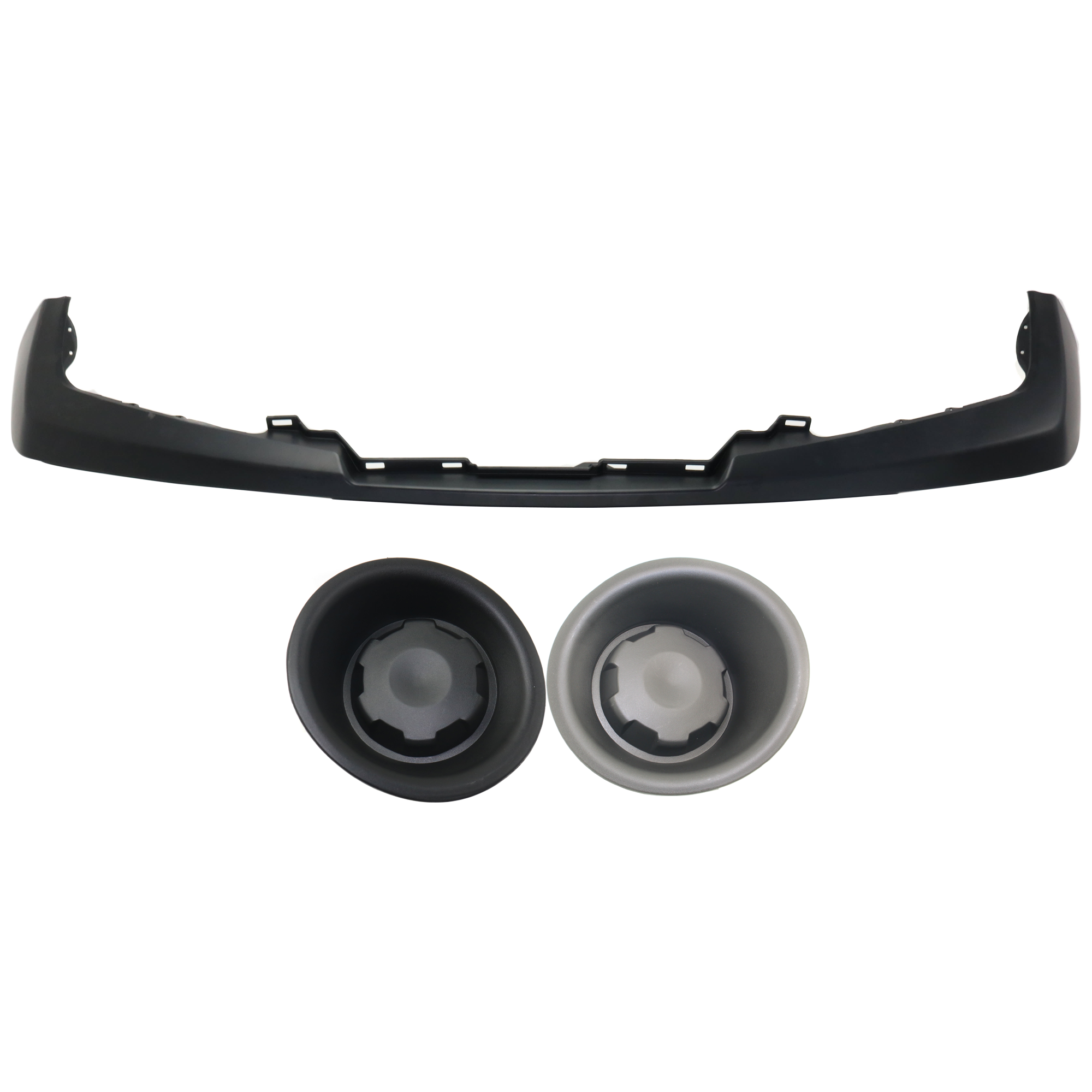 AM FRONTIER 09-19 FRONT BUMPER MOLDING 3 pc Kit w Fog Light Cover SKU KIT 072324 C708 Partslink NI1014100 NI1039118 NI1038118 OEM 62025ZL00B 62256EA810-62257EA8