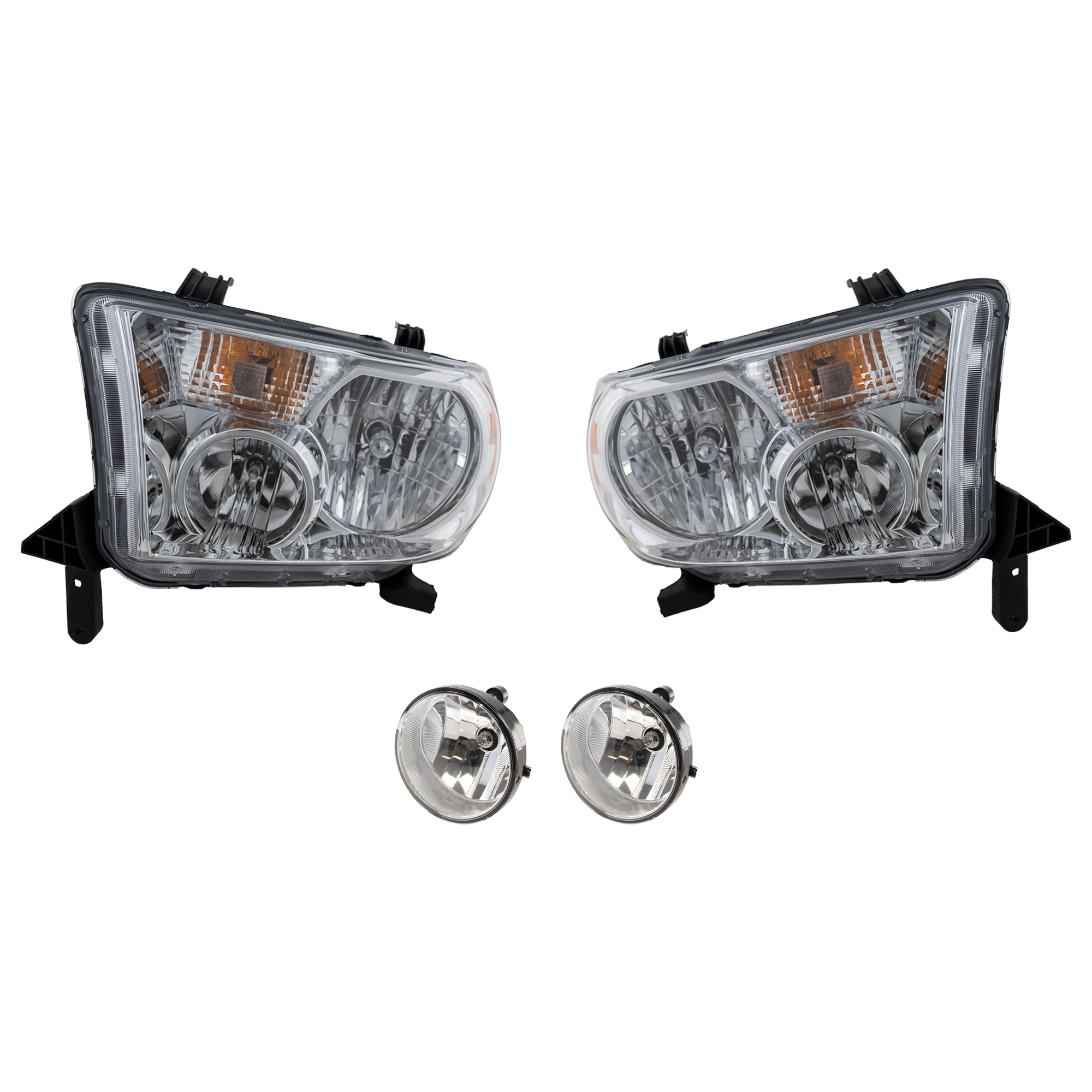 AM TUNDRA 07-13 SEQUOIA 08-17 HEAD LAMP RH AND LH 4 pc Kit with Fog Light SKU KIT 072324 C719 Partslink TO2502171 TO2503171 TO2592117 OEM 811100C051-811500C051-81210AA0