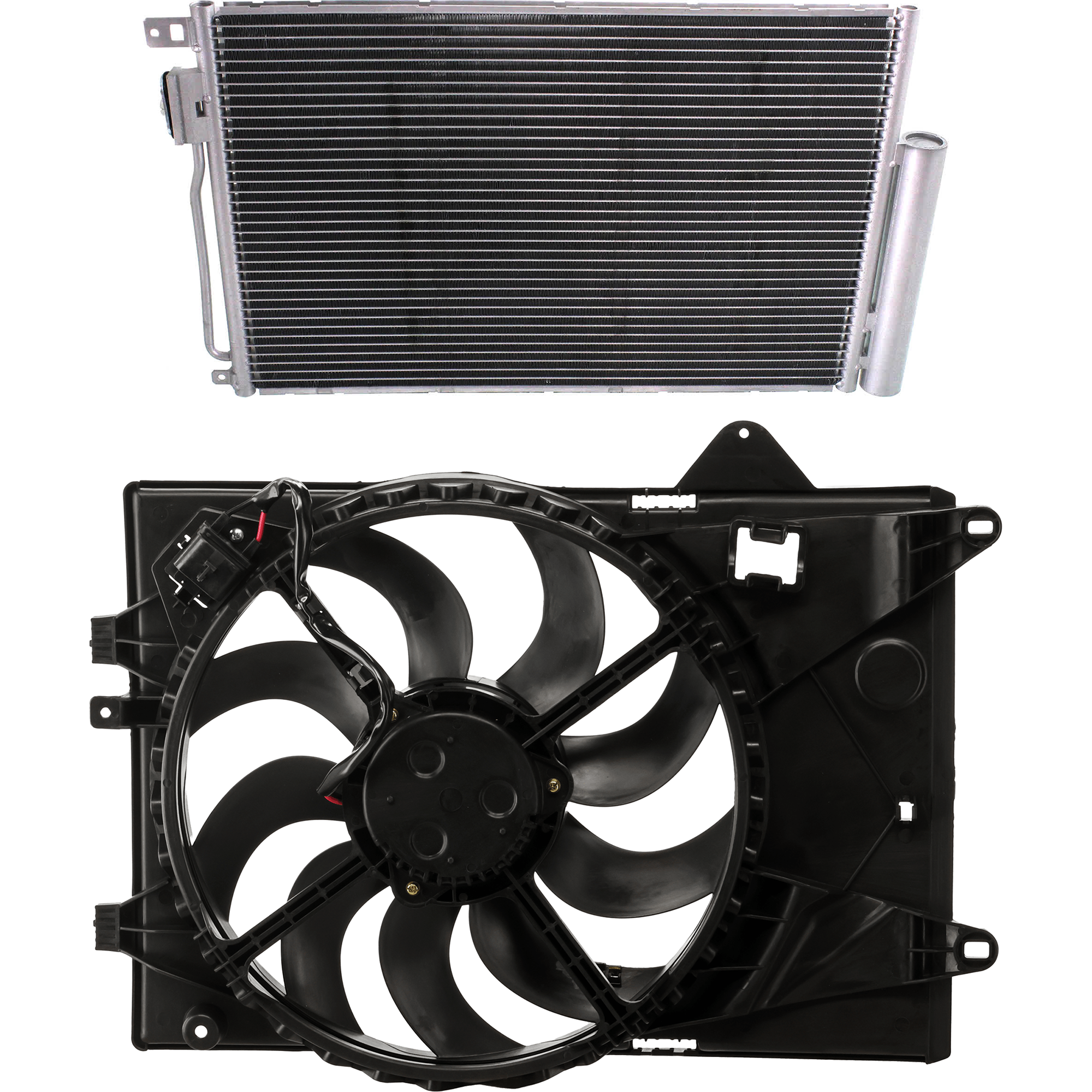 AM SONIC 12-18 RADIATOR FAN ASSEMBLY 2 pc Kit Single fan with A C Condenser and Radiator Fan SKU KIT 072324 C755 Partslink GM3115244 GM3030296 OEM 94509632-95286873
