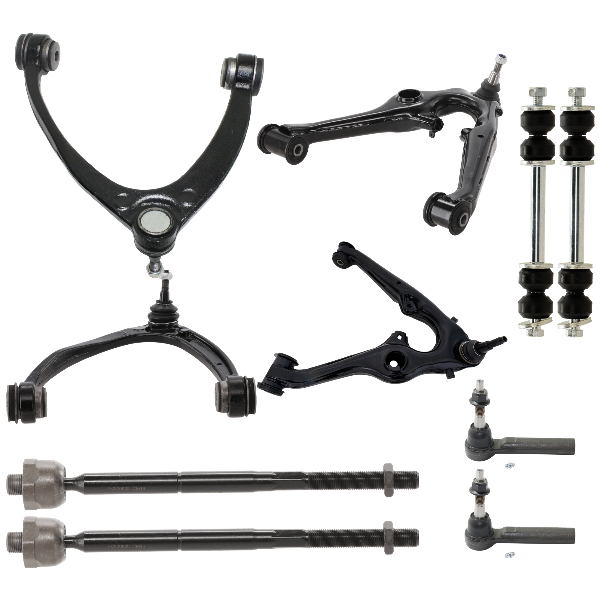 AM SILVERADO 1500-14-16 FRONT CONTROL ARM RH AND LH Upper and Lower w ball joint s 10 pc Kit w Tie Rod End and Sway Bar Link SKU KIT 072324 C82 OEM 15096197-25812725-15096198-258