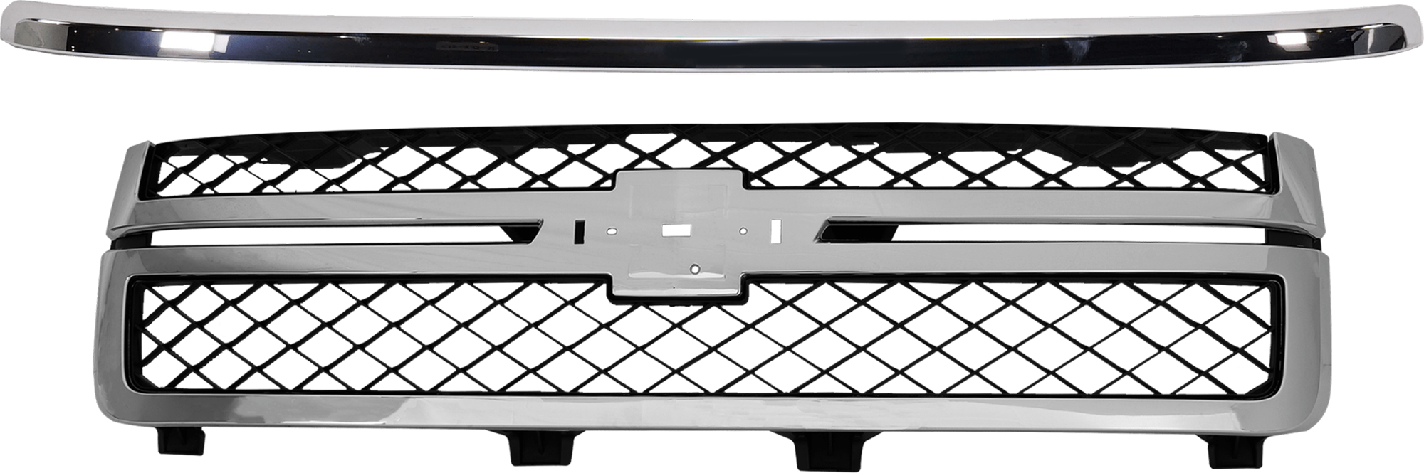 AM SILVERADO 2500 HD 3500 HD 11-14 GRILLE 2 pc Kit with Hood Molding SKU KIT 072324 C843 Partslink GM1200639 GM1235124 OEM 20966058-20963700