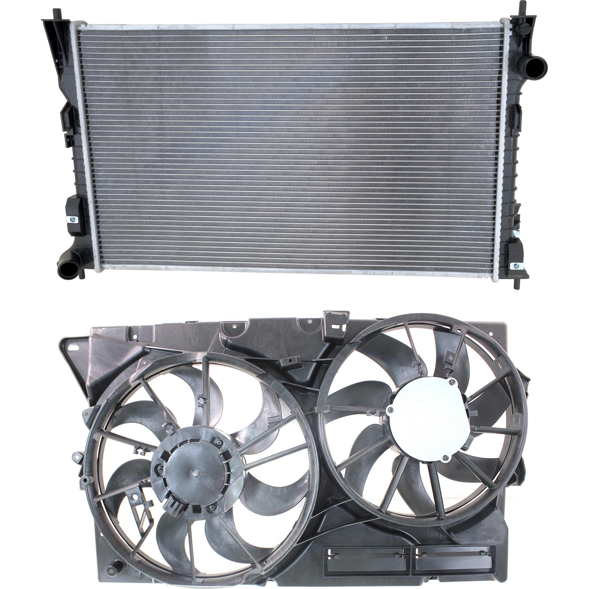 AM TAURUS 17-19 RADIATOR FAN ASSEMBLY 2 pc Kit Dual fan with Cooling Fan Assembly and Radiator SKU KIT 072324 C858 Partslink FO3115210 FO3010339 OEM DG1Z8C607E EG1Z8005A