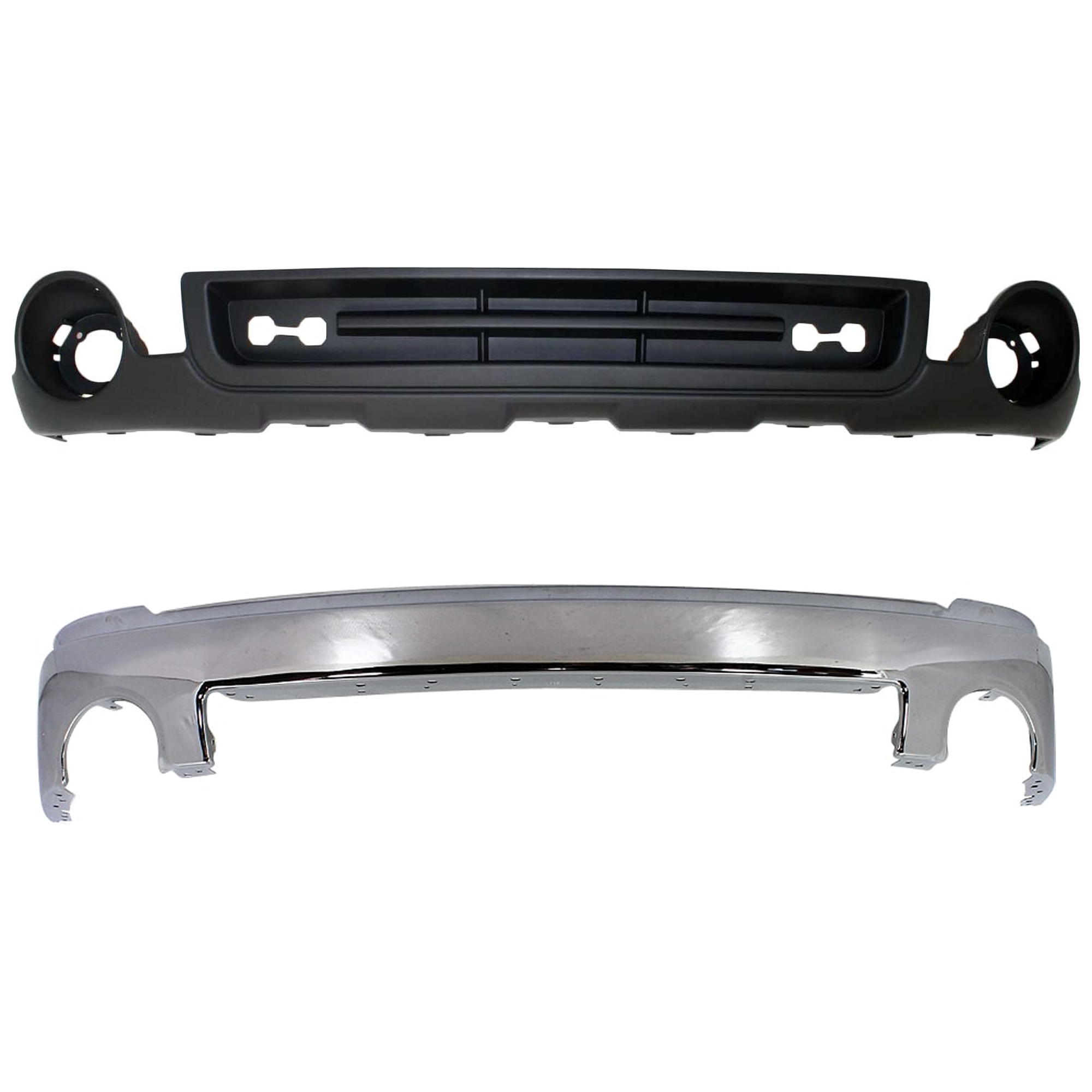 AM SIERRA 1500-07-13 FRONT BUMPER 2 pc kit Chrome w Valance SKU KIT 072324 C861 Partslink GM1002833 GM1015100 OEM 15901505-15131299