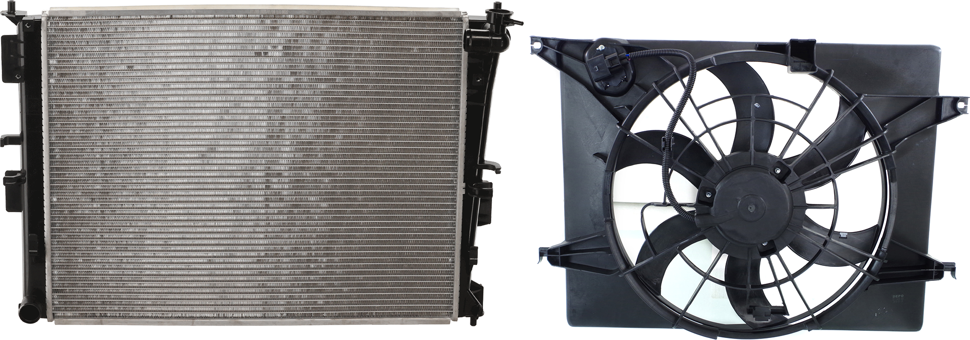 AM OPTIMA 11-13 SONATA 11-12 RADIATOR 2 pc kit Aluminum Core 4 Cyl 2.4L Engine 1 Row Core w Cooling Fan Assembly SKU KIT 072324 C864 Partslink HY3010182 HY3115139 OEM 253104R000-253804R280