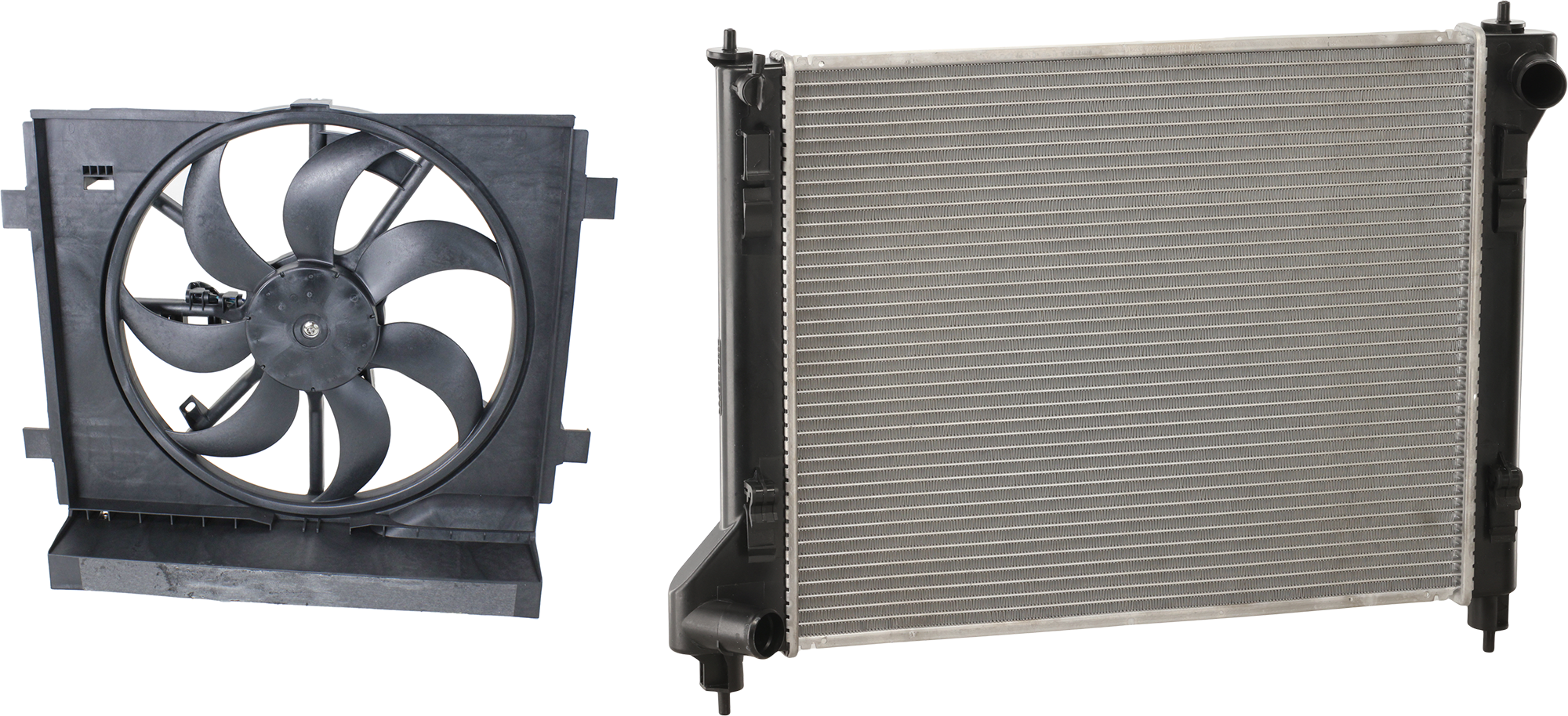 AM SENTRA 13-19 RADIATOR 2 pc kit with Cooling Fan Assembly SKU KIT 072324 C883 Partslink NI3010225 NI3115146 OEM 214103SH0A 214819AM0A