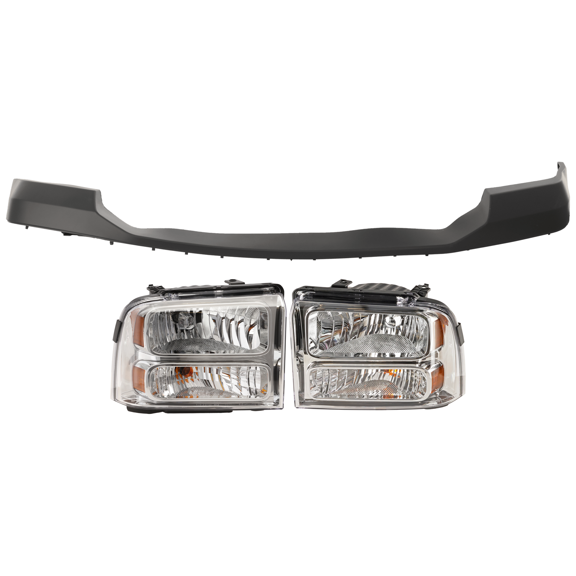 AM F 250 SUPER DUTY F 350 SUPER DUTY 06-07 HEAD LAMP RH AND LH 3 pc Kit Assembly Halogen with Bumper Cover SKU KIT 072326-05 Partslink FO2502217 FO2503217 FO1000607 OEM 6C3Z13008AB 6C3Z13008BB 6C3Z17