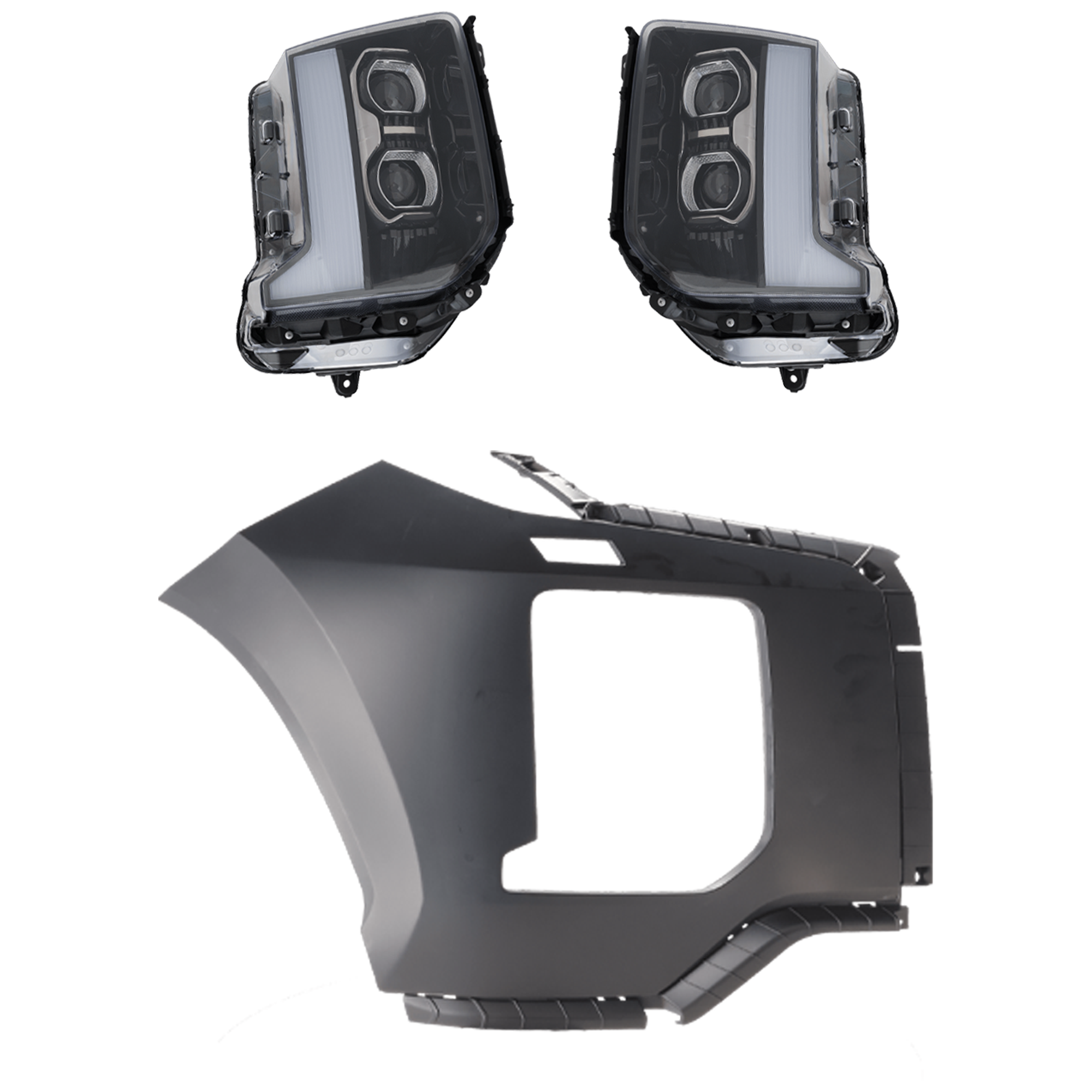 AM PALISADE 23-25 HEAD LAMP RH AND LH 3 pc Kit Assembly LED with Bumper Cover SKU KIT 072326-170 Partslink HY2502277 HY2503277 HY1017104 OEM 92101S8610-92102S8610-865F4S8C