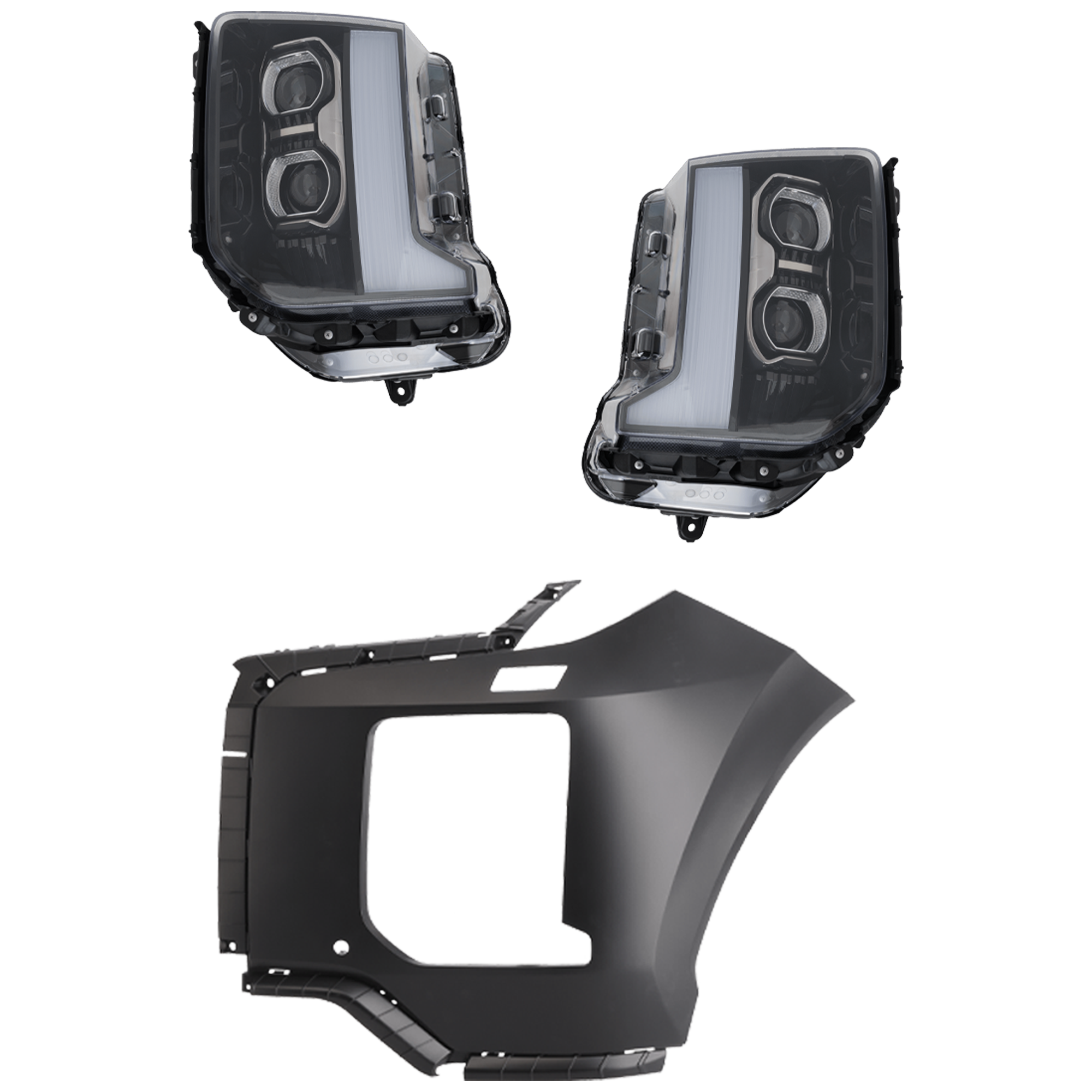AM PALISADE 23-25 HEAD LAMP RH AND LH 3 pc Kit Assembly LED with Bumper Cover SKU KIT 072326-187 Partslink HY2502277 HY2503277 HY1016105 OEM 92101S8610-92102S8610-865F3S8C
