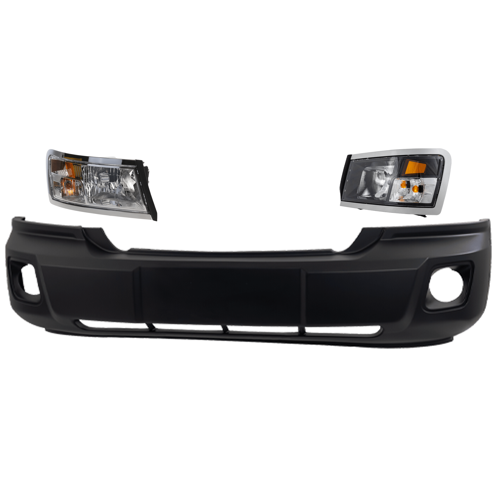 AM DAKOTA 08-10 DAKOTA 11-11 HEAD LAMP RH AND LH 3 pc Kit Assembly Halogen with Bumper Cover SKU KIT 072326-34 Partslink CH2518127 CH2519128 CH1000995 OEM 1EK59WS2AF 1EK59WS2AE 55112244