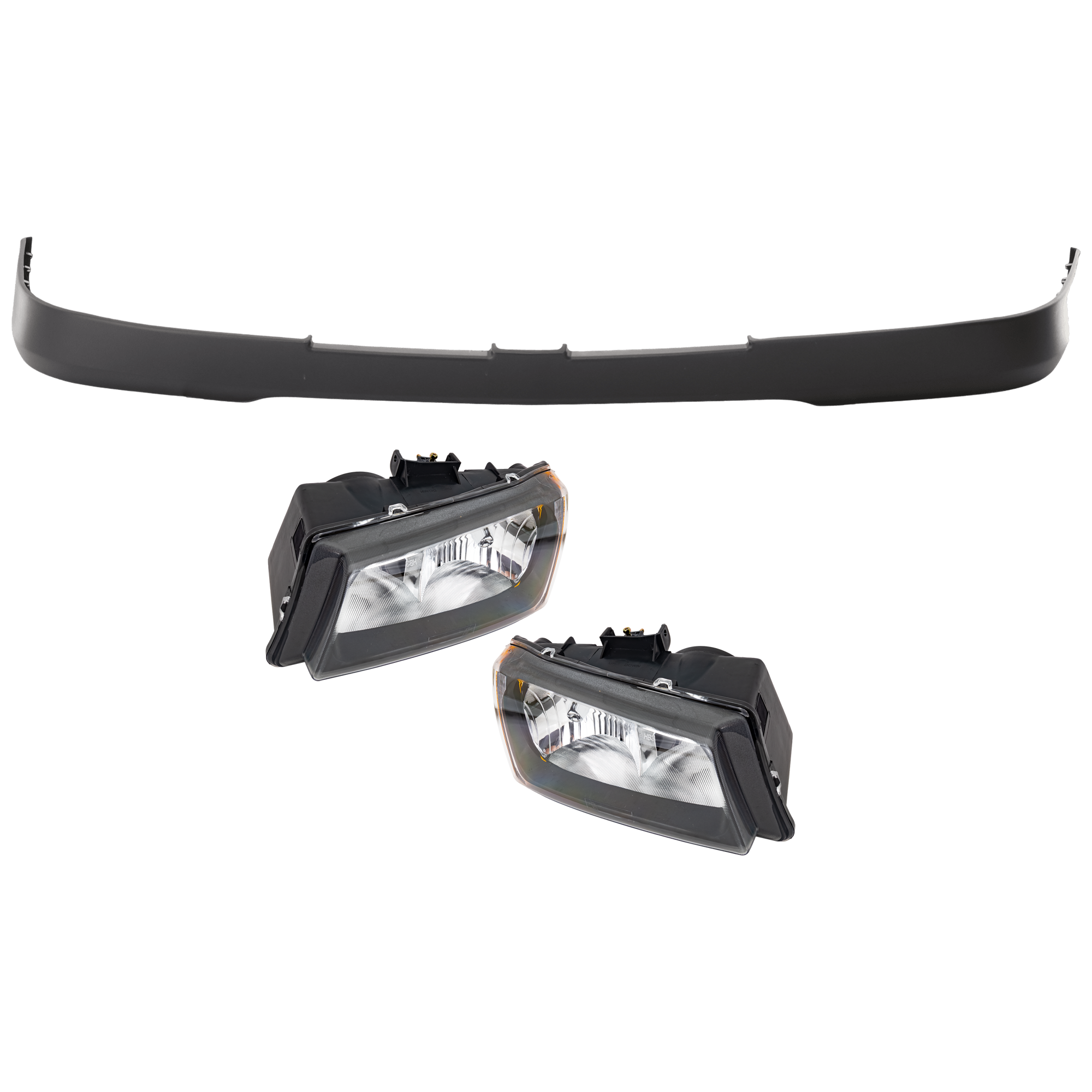 AM SILVERADO 2500 HD SILVERADO 3500-03-06 HEAD LAMP RH AND LH 3 pc Kit Assembly Halogen with Bumper Cover SKU KIT 072326-44 Partslink GM2502224 GM2503257 GM1051109 OEM 10396912-10396913 PFM 15139804