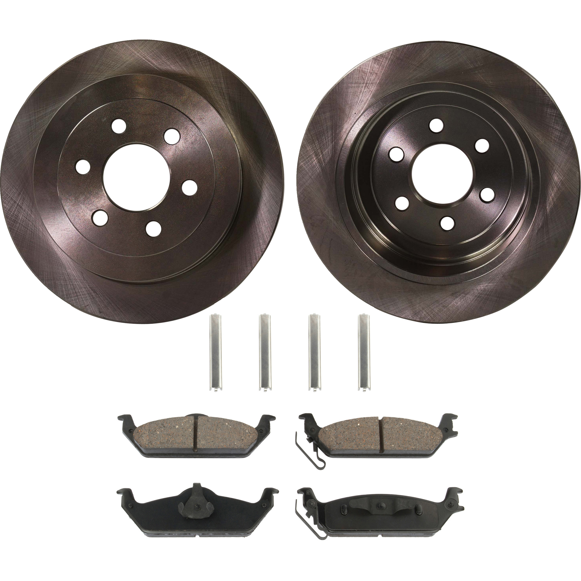 AM DAKOTA 03-04 REAR BRAKE DISC AND PAD KIT 4 pc kit SKU KIT 072421-120 OEM 52010235AB 5093253AA 5093253AB