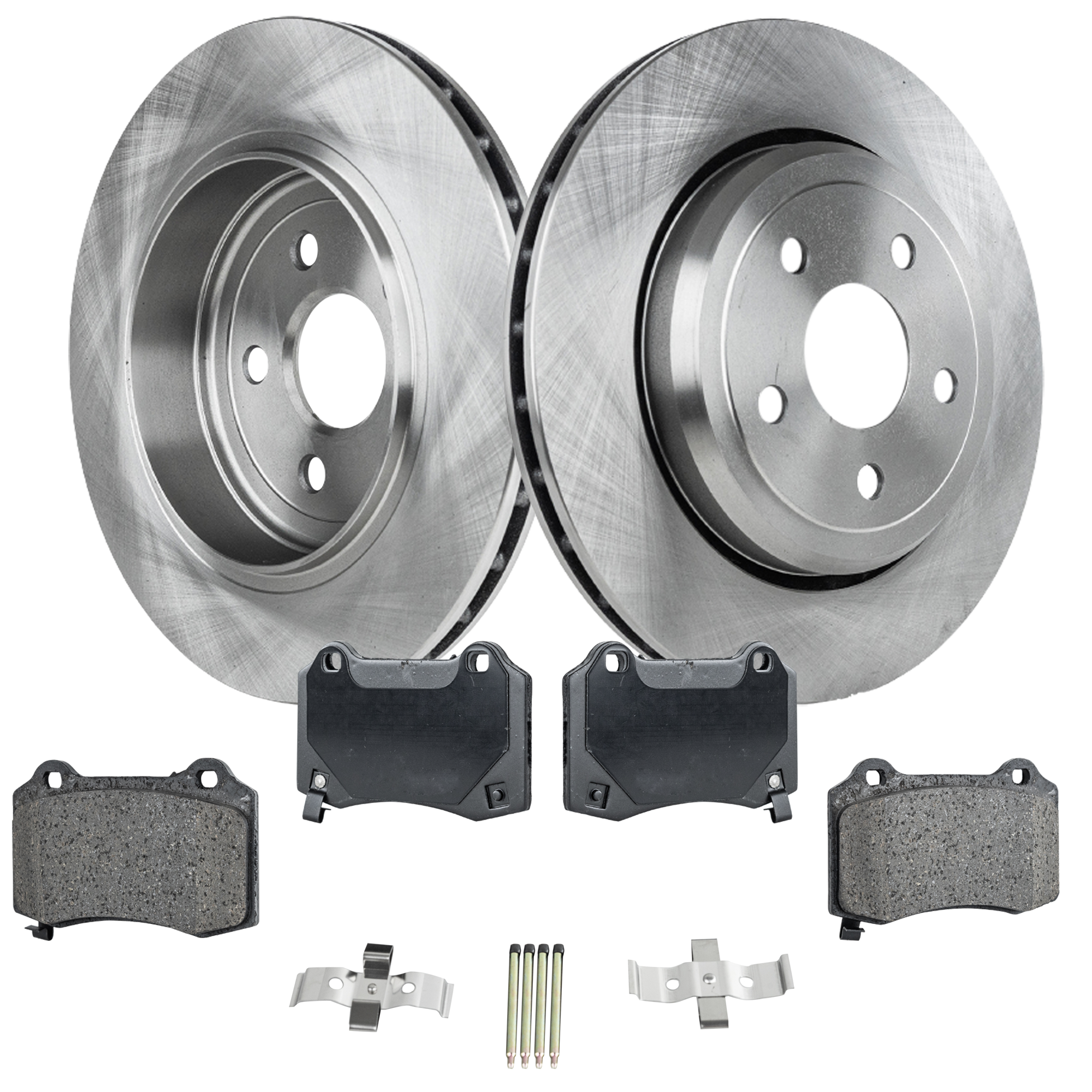 AM DURANGO 17-20 GRAND CHEROKEE 12-17 REAR BRAKE DISC AND PAD KIT 4 pc kit SKU KIT 072421-125 OEM 5181512AB 5174327AA 5174327AB