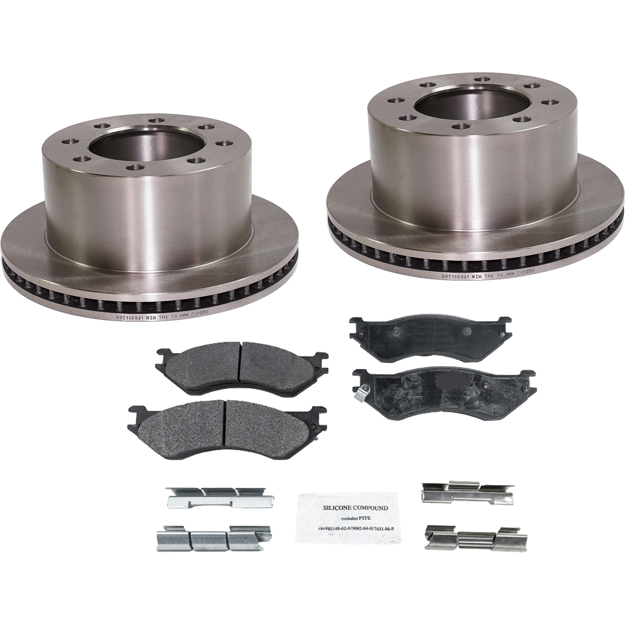 AM RAM 2500-3500 P U 01-02 REAR BRAKE DISC AND PAD KIT 2 Wheel Set SKU KIT 072421-128 OEM 52009932AA 5018563AA F75Z2001A