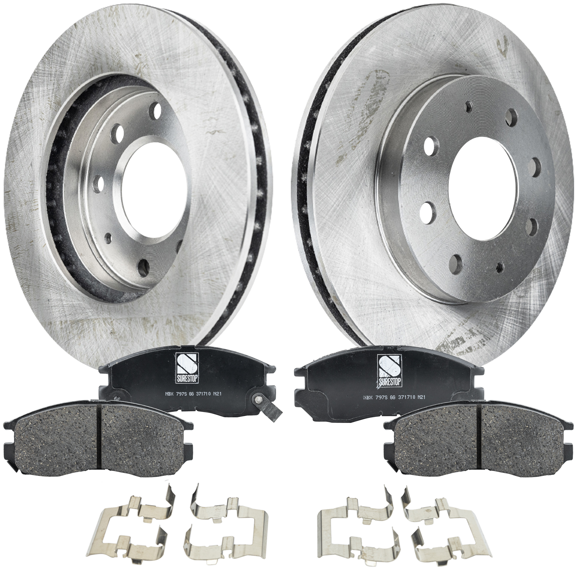 AM GALANT 90-98 FRONT BRAKE DISC AND PAD KIT 2 Wheel Set SKU KIT 072421-155 OEM MB668886 MB950569 MB950570-517