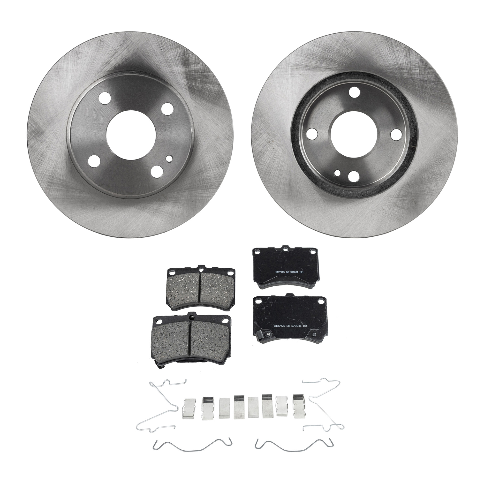 AM MAZDA 323-90-95 PROTEGE 90-98 FRONT BRAKE DISC AND PAD KIT 2 Wheel Set SKU KIT 072421-195 OEM BR703325X BR703325XA F1CZ1125A