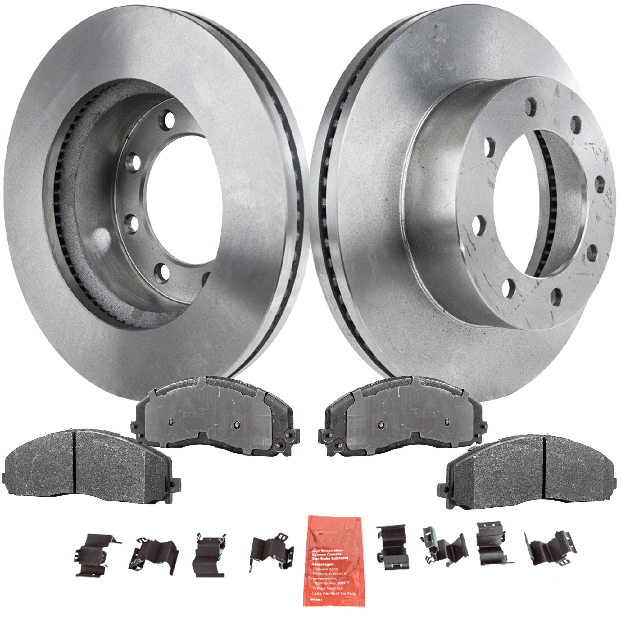 AM F 450 SUPER DUTY 13-16 FRONT BRAKE DISC AND PAD KIT 4 pc kit SKU KIT 072421-221 OEM DC3Z1125A DC3Z2001A DC3Z2001B