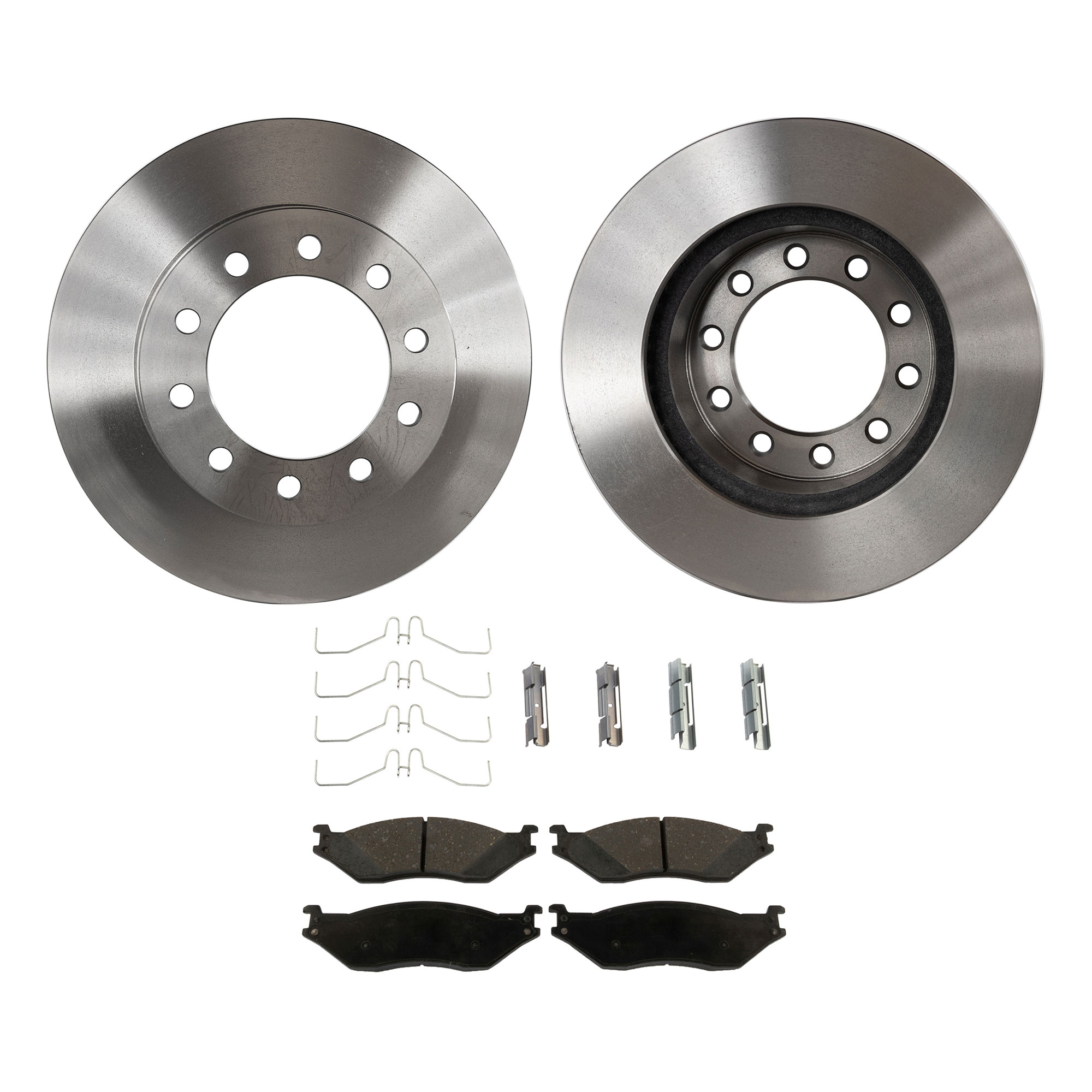 AM F 450 F 550 SUPER DUTY 05-16 FRONT BRAKE DISC AND PAD KIT 4 pc kit SKU KIT 072421-227 OEM 5C3Z1125CA 5C3Z2001BA 5C3Z2001